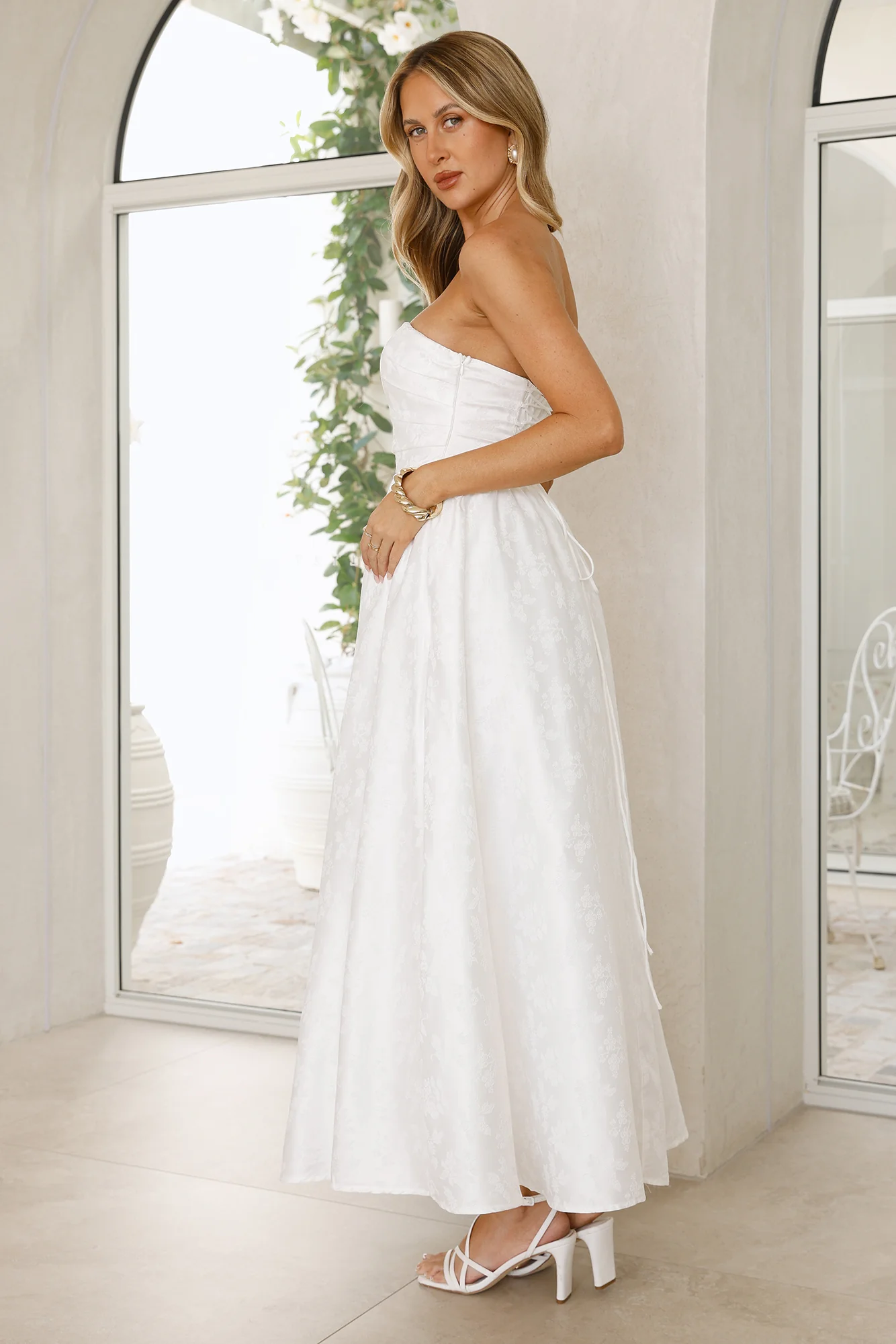 Dancing In Magic Strapless Maxi Dress White - luluinthesky