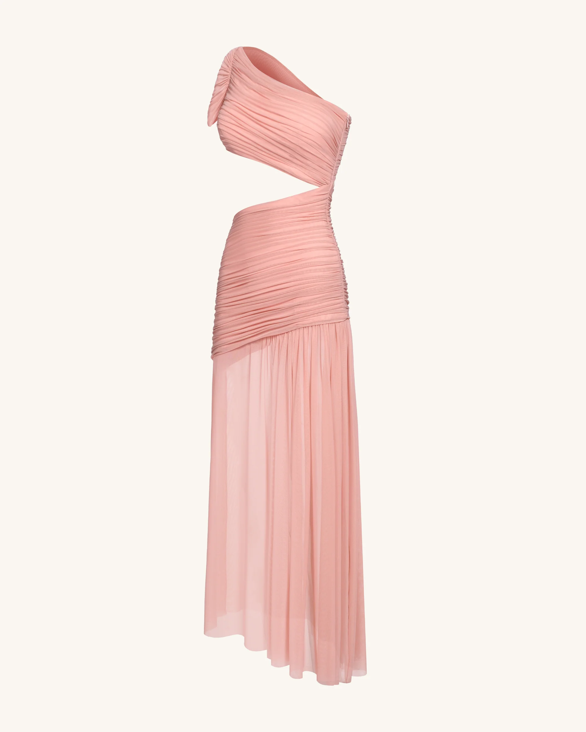 Mia Pleated Mesh Dress - Blush - FASHION NOB
