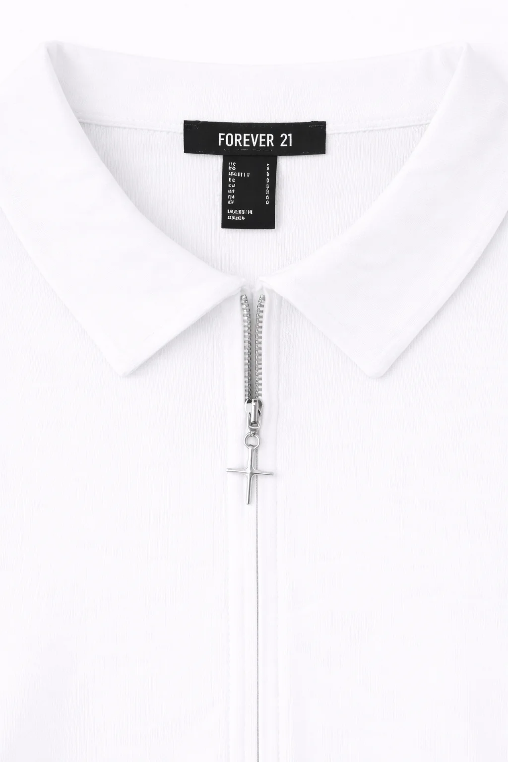 Double Zip Front Short Sleeve Collared Top