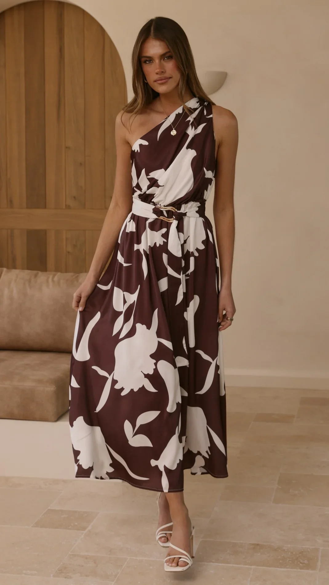 Hadas Maxi Dress - Chocolate/White Print