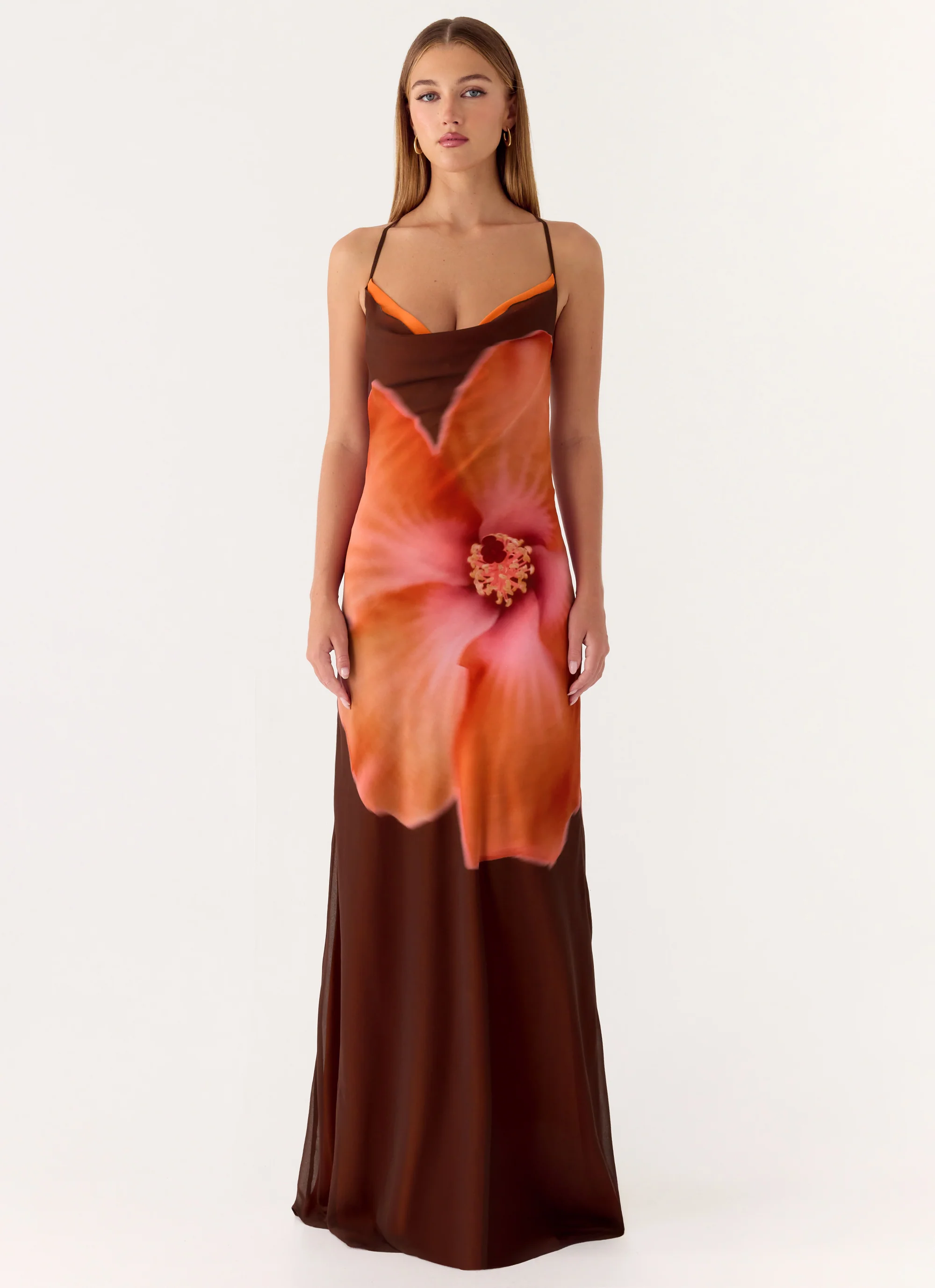 Night Drive Maxi Dress - Chocolate Blossom