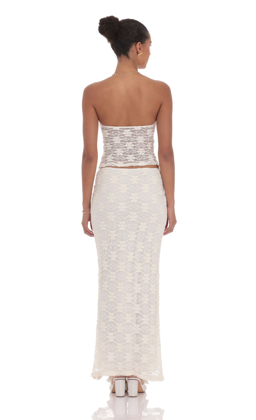 Lace Maxi Skirt in Cream