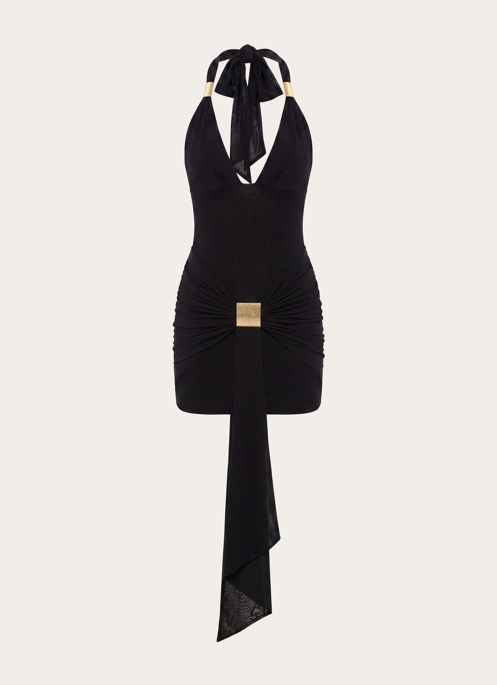 Miyah Halter Hardware Mini Dress - Black