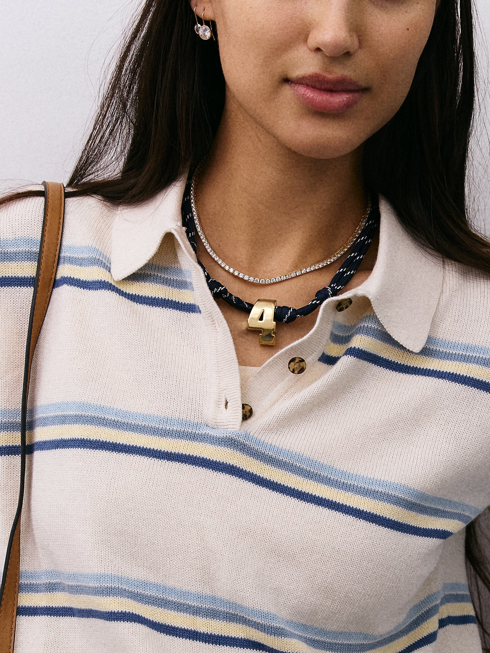Knotty Varsity Custom Necklace - Navy Single Digit
