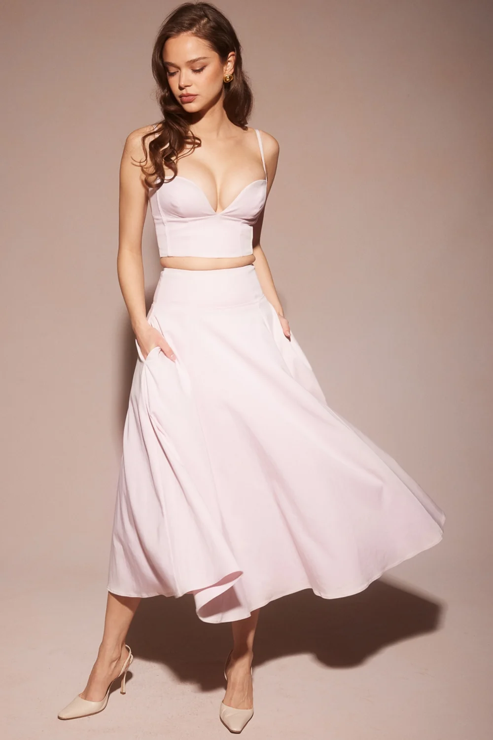 Ballerina Pink A-line Midi Skirt