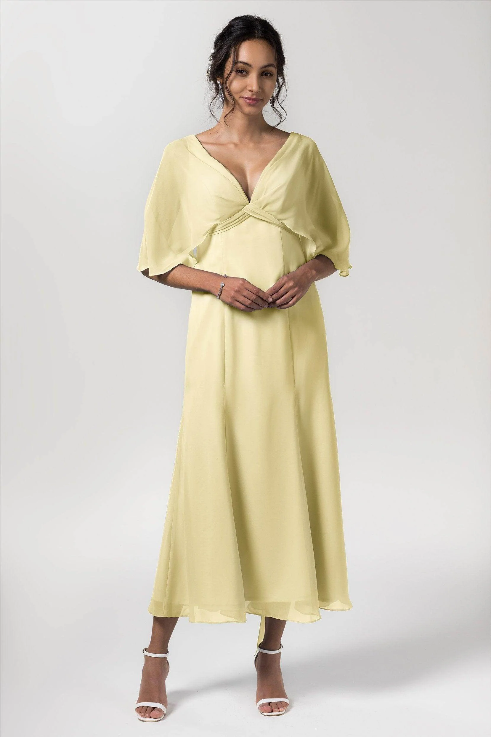 A-Line Tea Length Chiffon Bridesmaid Dress CB0553