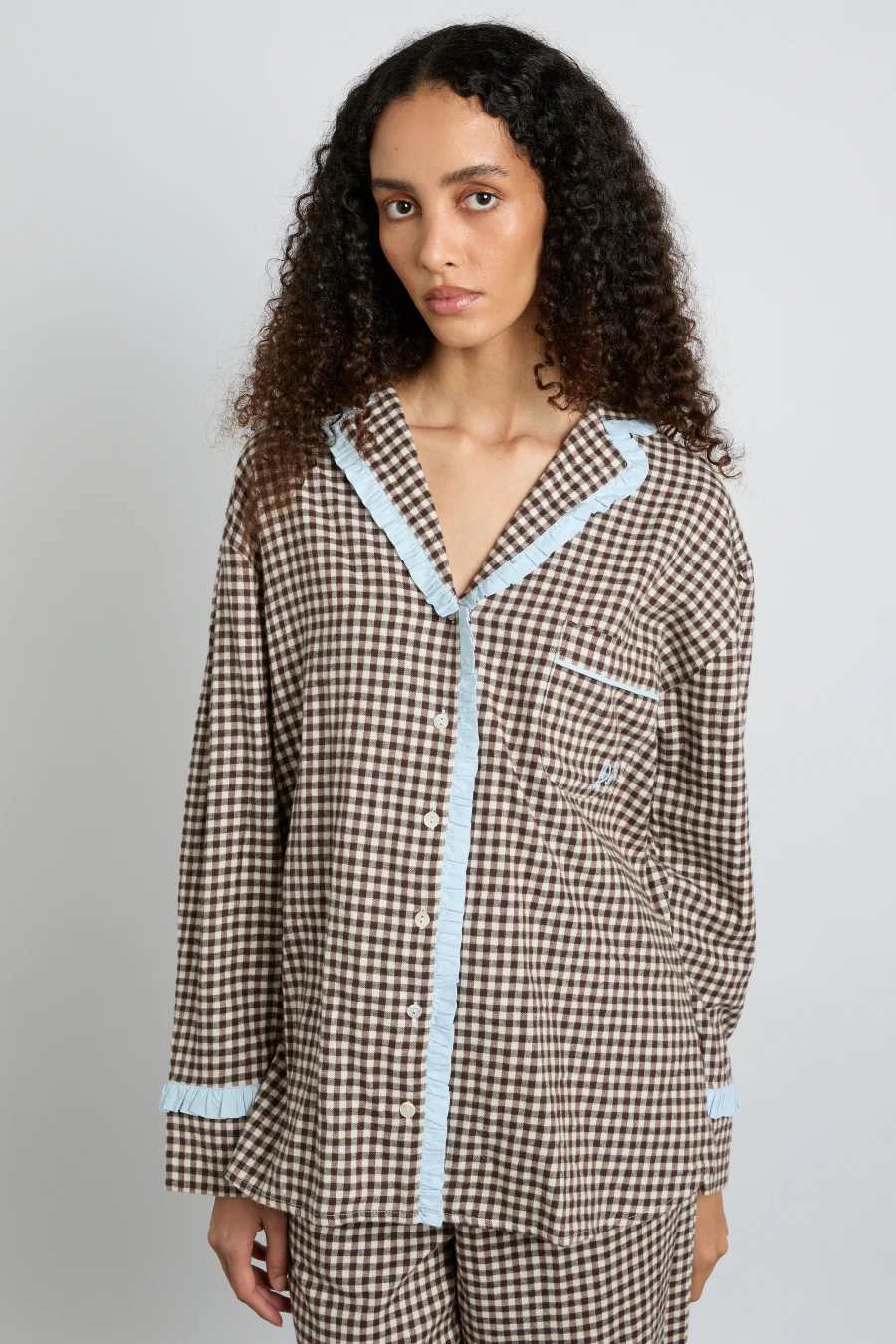 antonia pj set- brown gingham - luluinthesky