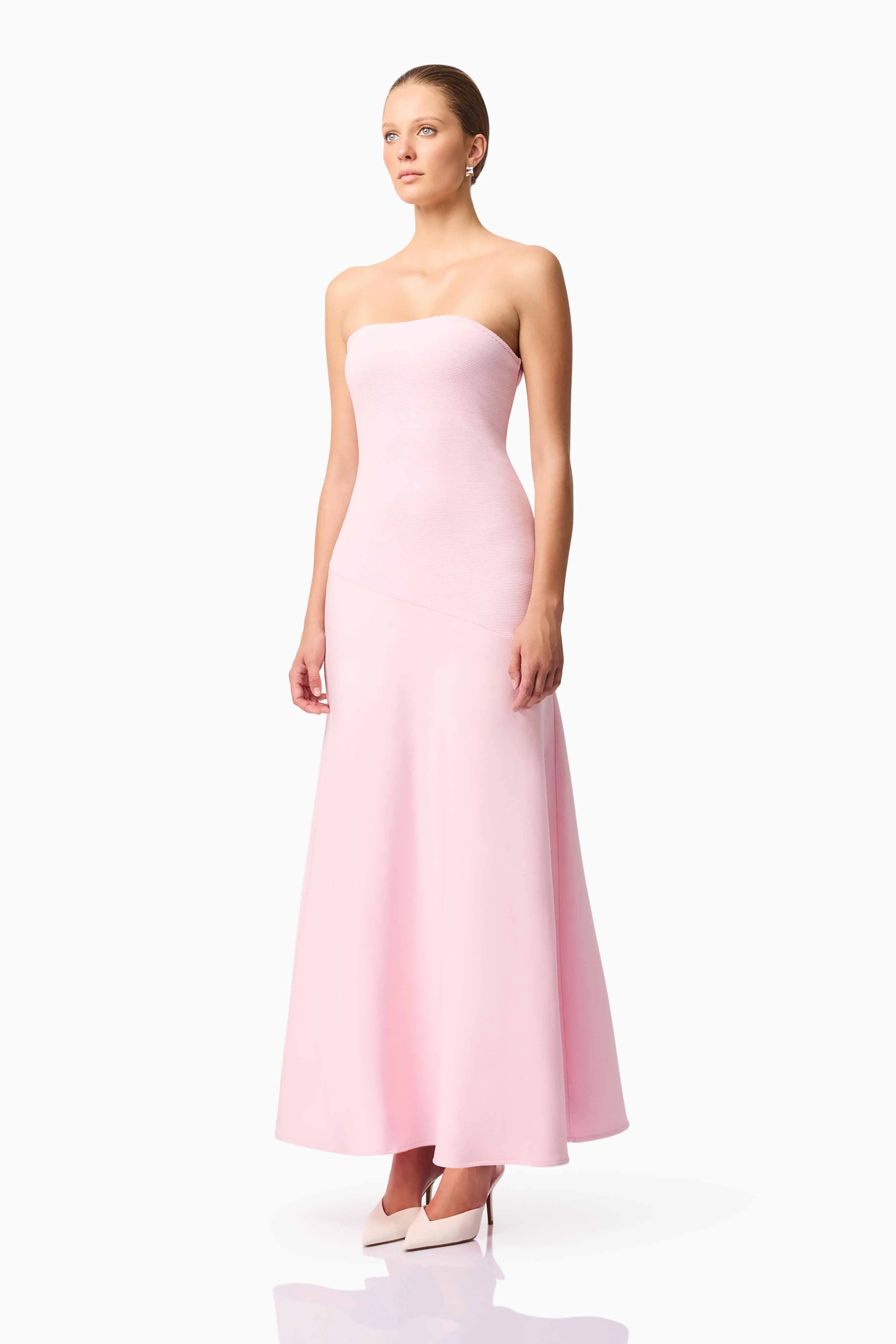 CURAAE Zahara Strapless Maxi Dress in Pink