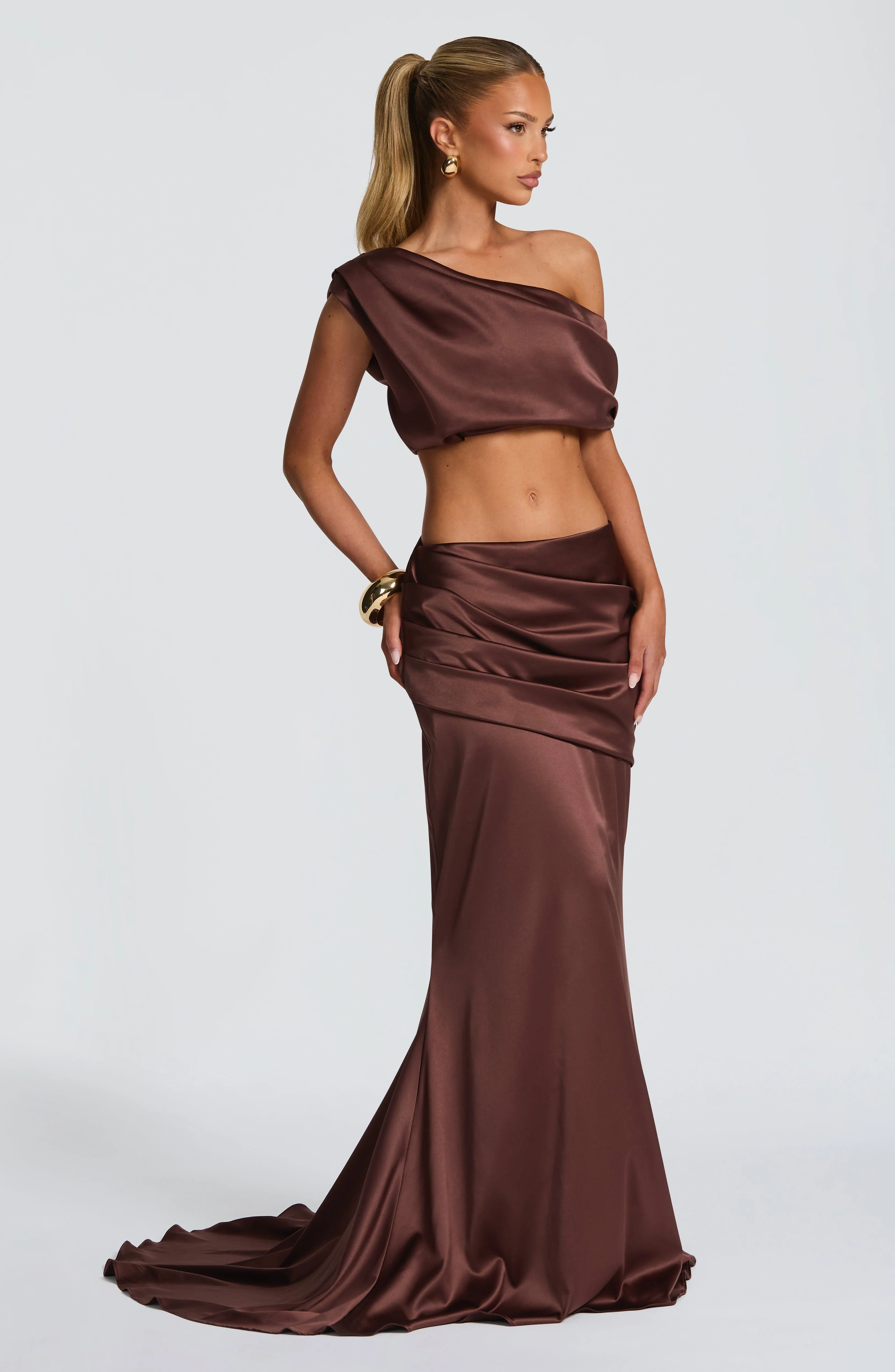 Claudette Maxi Skirt - Plum Brown