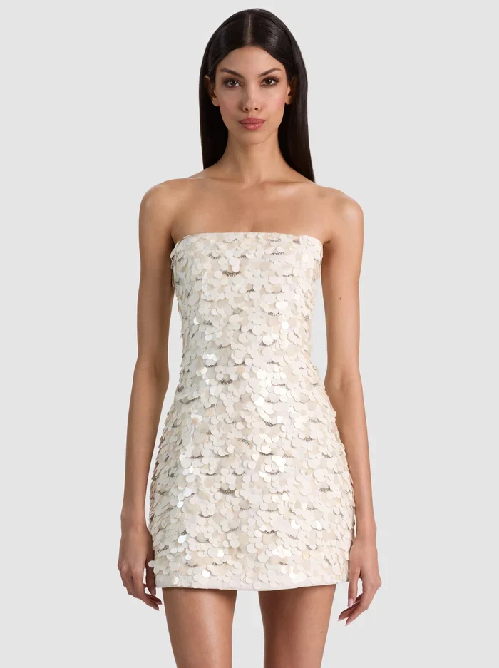 Katia Embroidered Mini Gown - Off White Multi