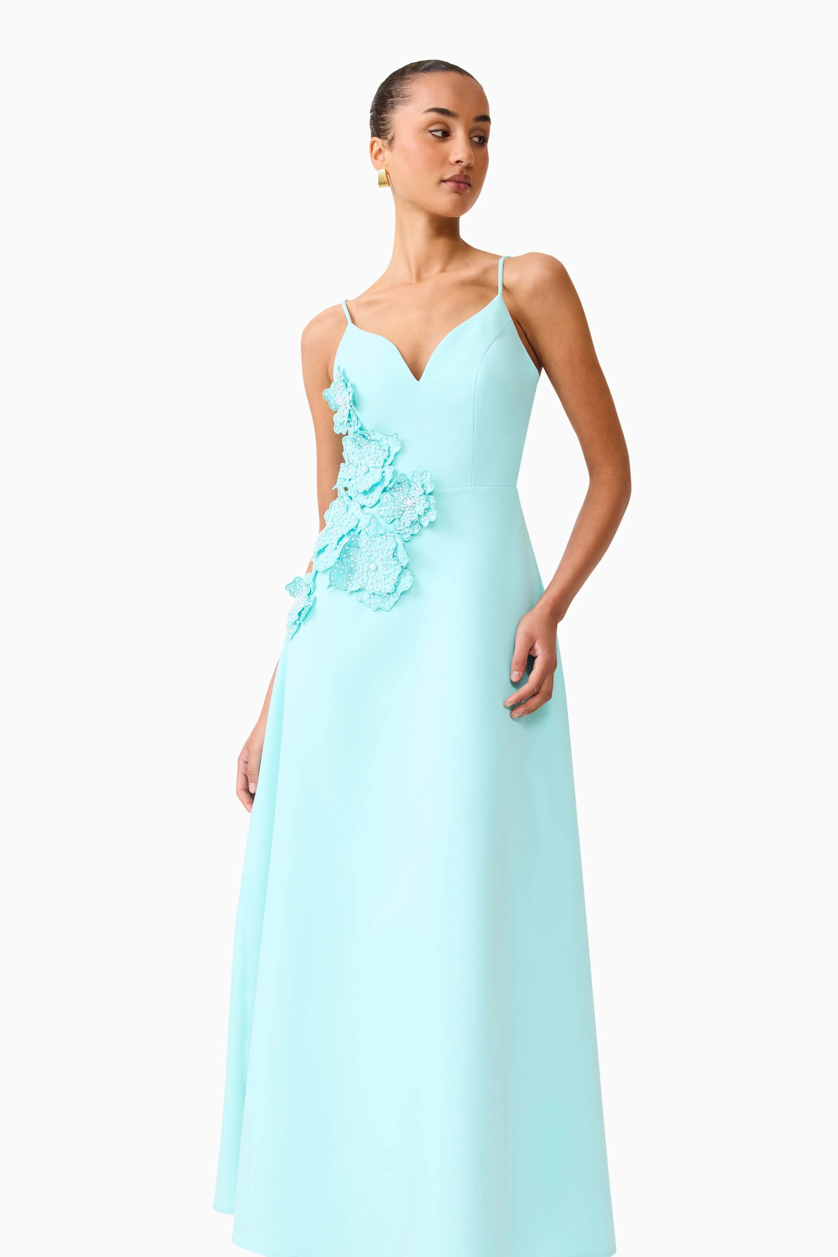 Stella A-Line Gown in Aqua Blue