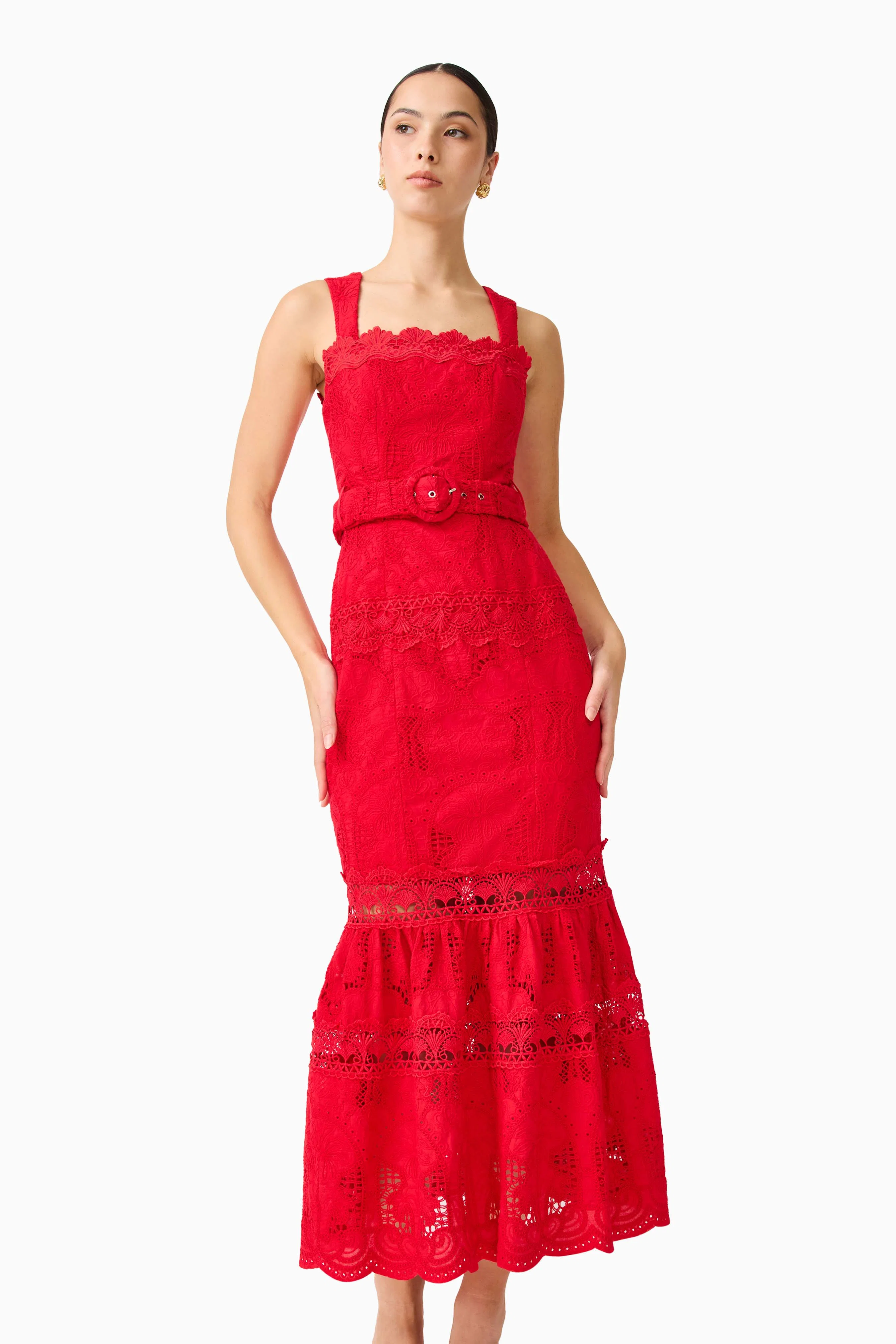 Giovanna Fit & Flare Maxi Dress in Red