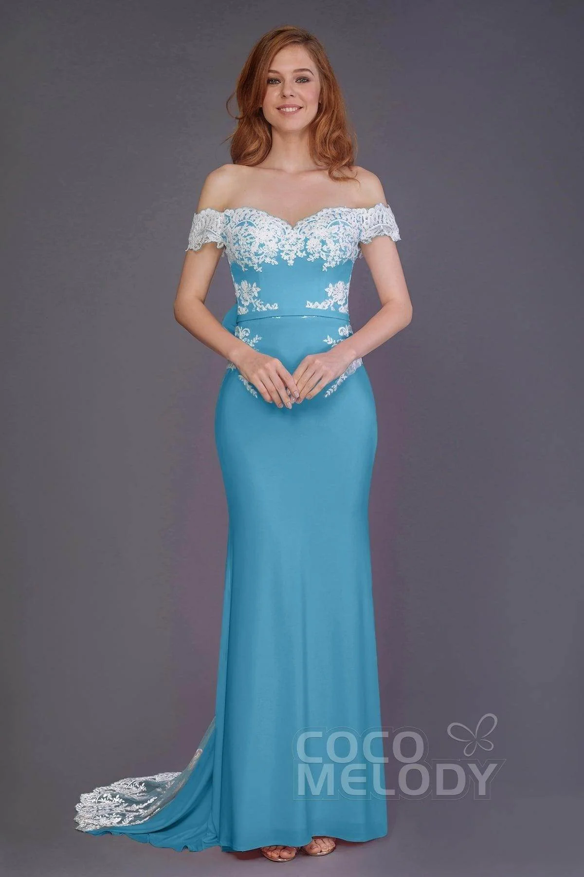 Mermaid Sweep Train Knitted Fabric Bridesmaid Dress PR3491