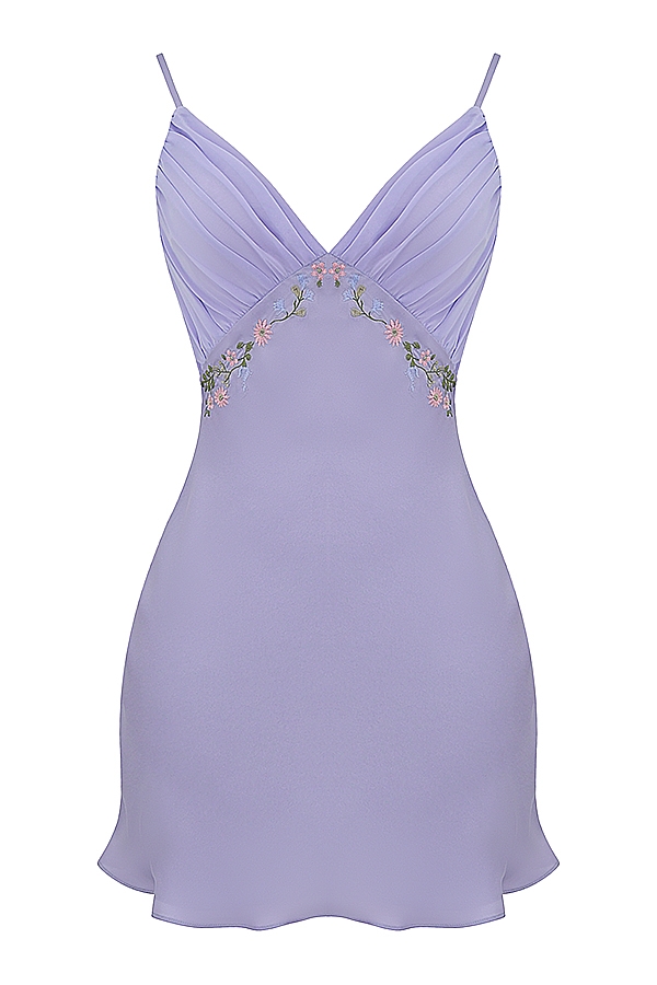 Embroidered Lavender Mini Dress