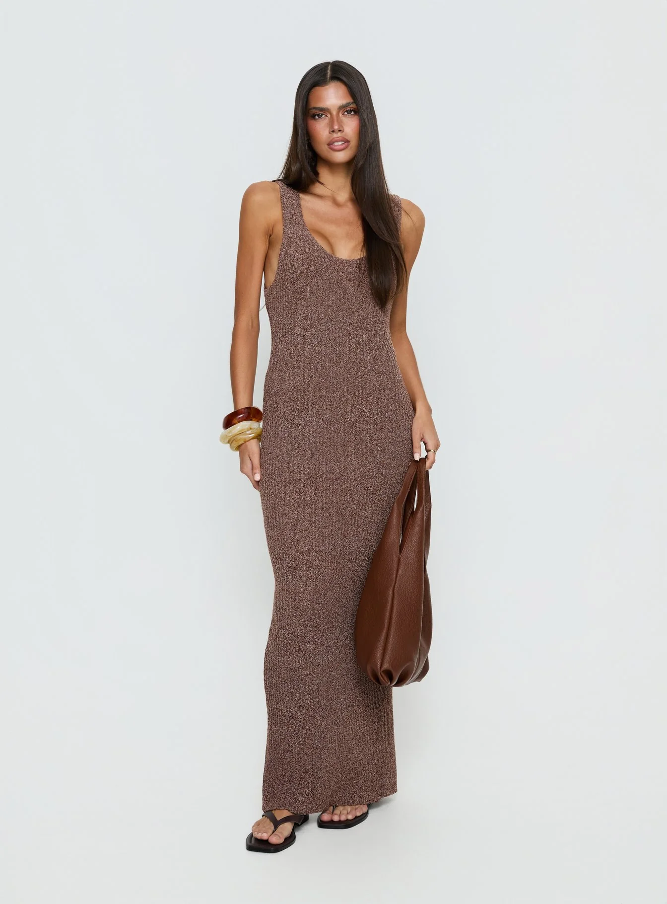 Imirisa Scoop Knit Maxi Dress Mocha
