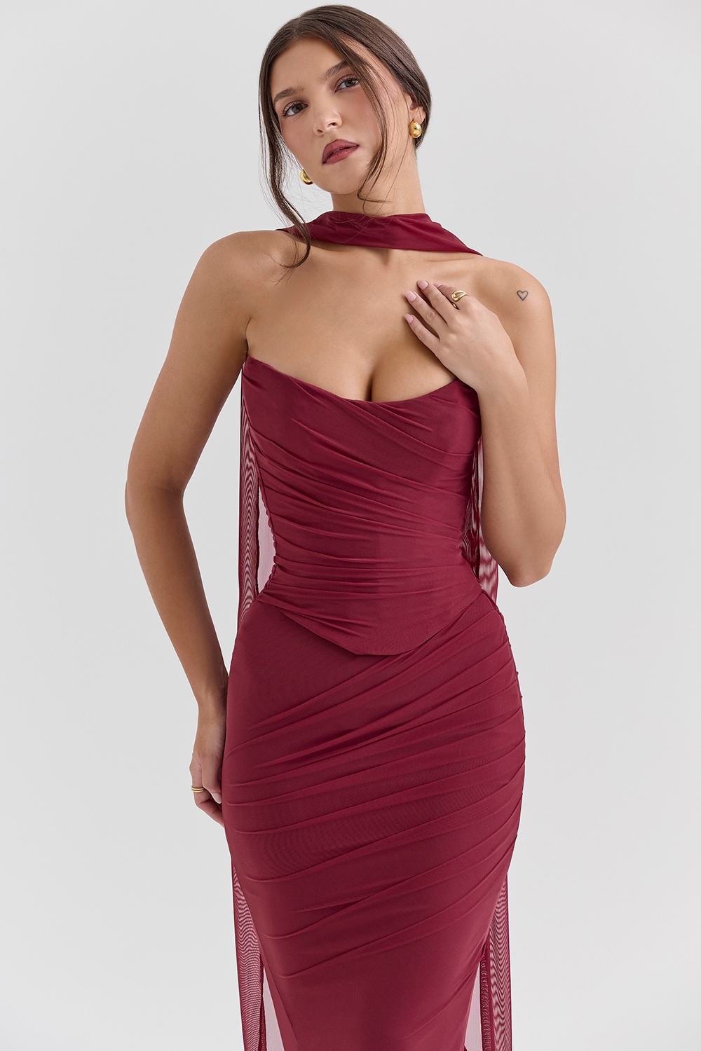 Cabernet Strapless Corset With Neck Scarf