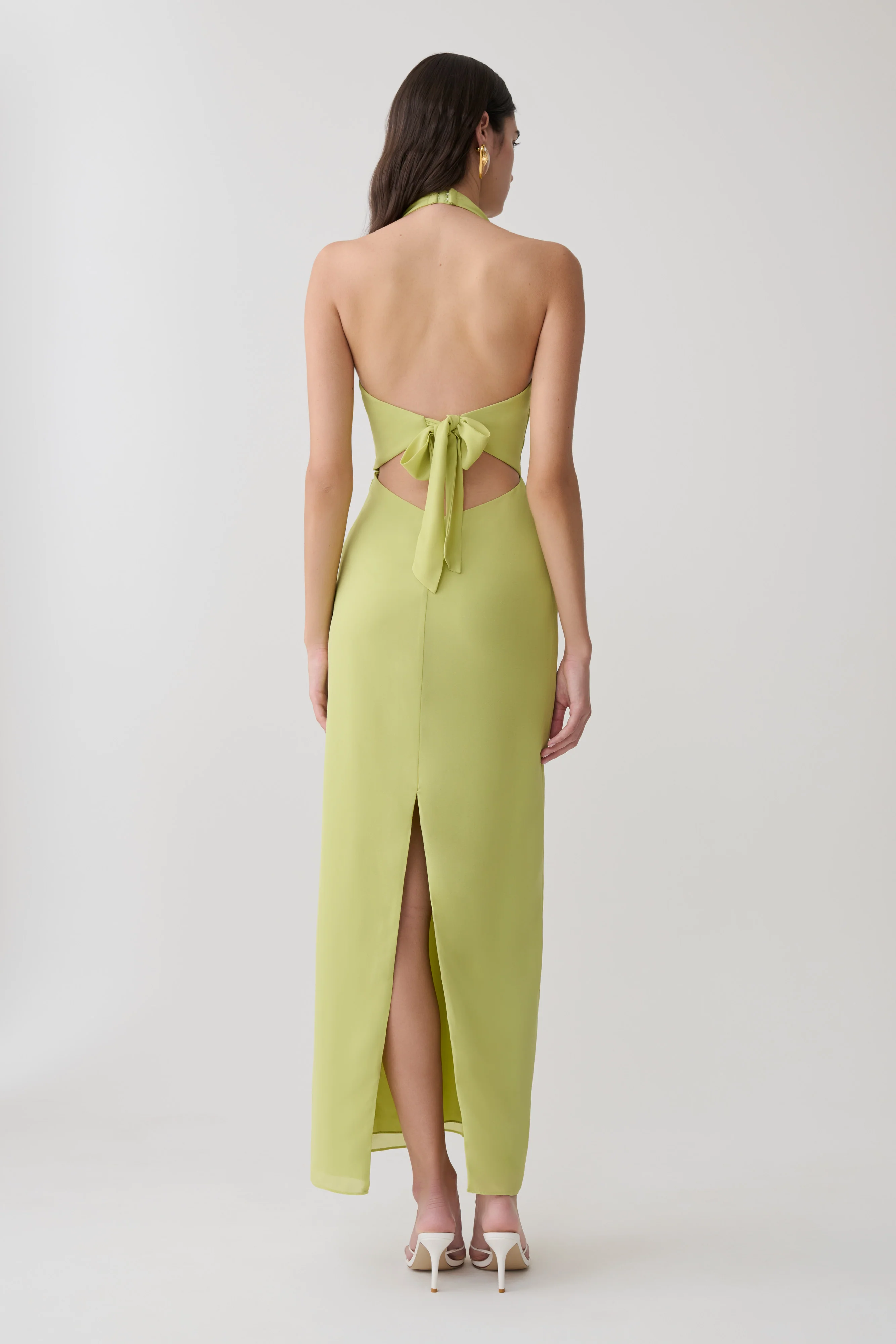 Valentina Chiffon Halter Maxi Dress - Pistachio