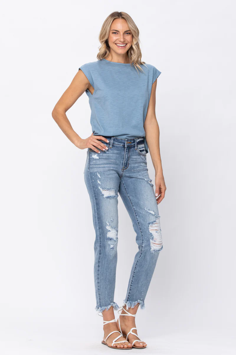 Alexis Light Bleach Splash Boyfriend Jeans