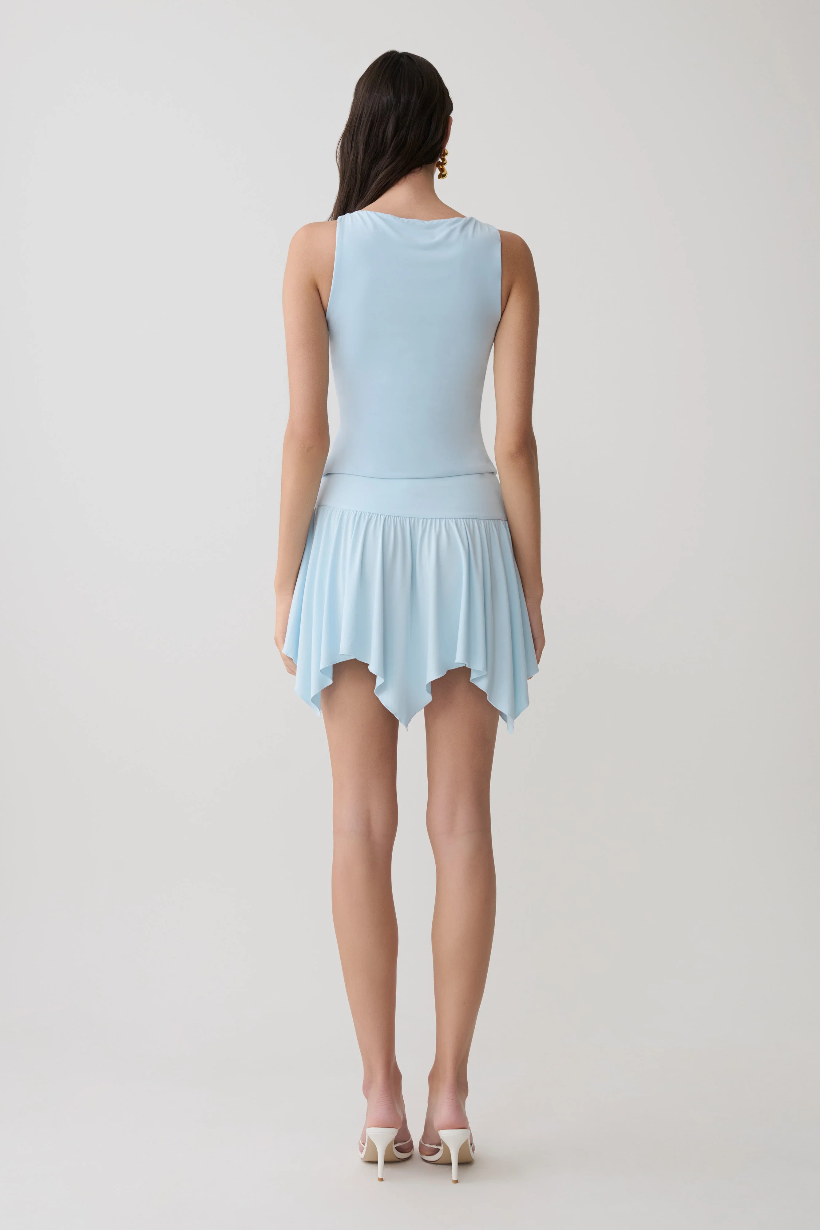 Ambrose Hankie Mini Skirt - Pale Blue