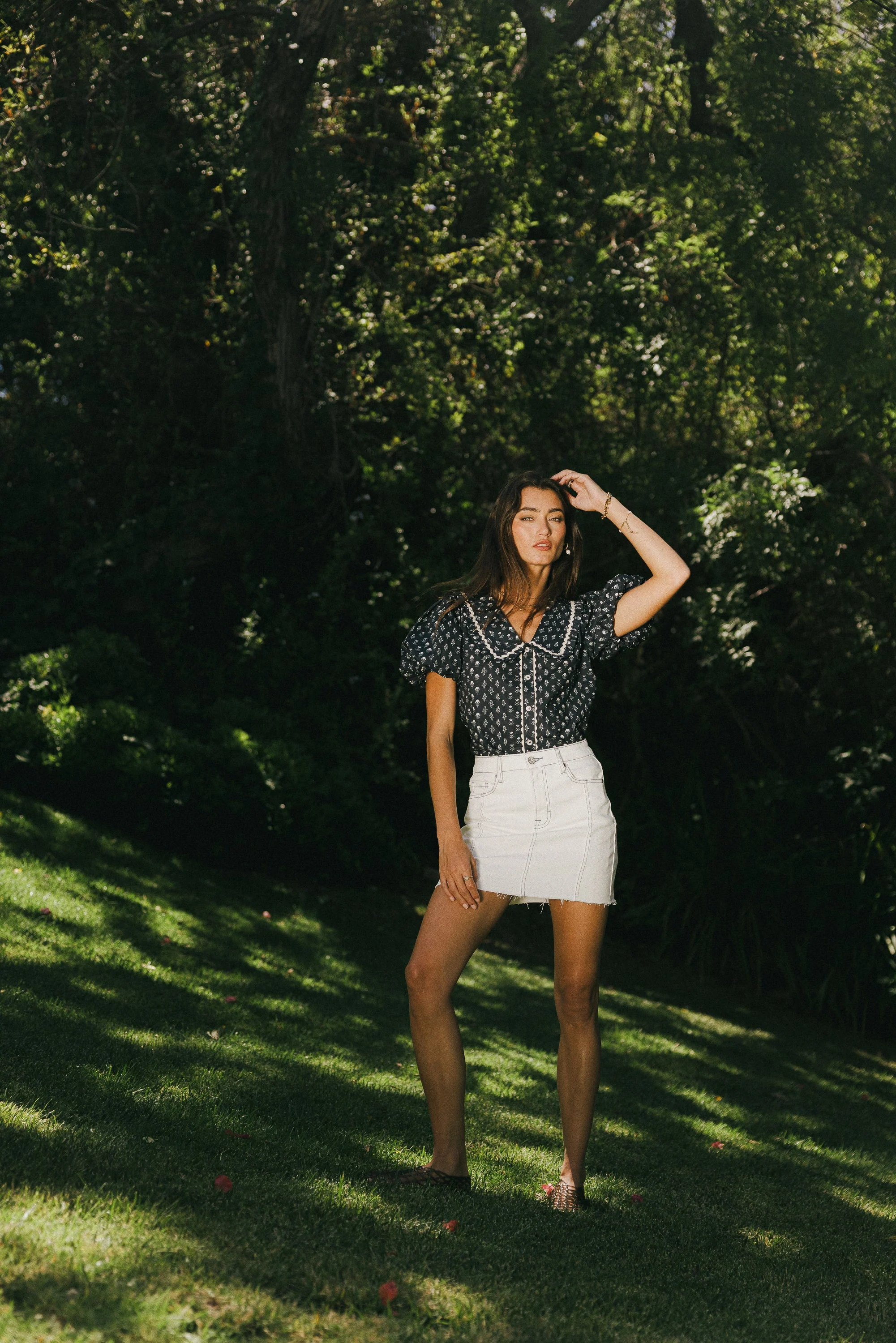 Kayla Collared Blouse in Navy