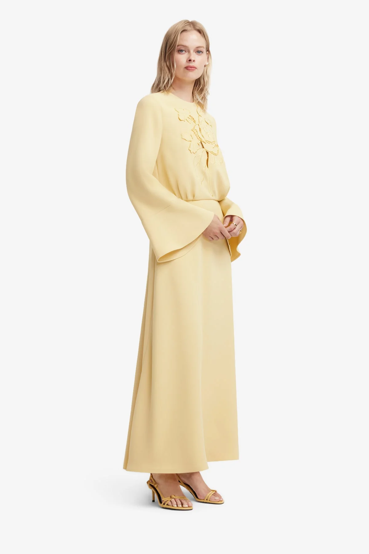 Kinsley Appliqué Maxi Dress - Dusty Yellow