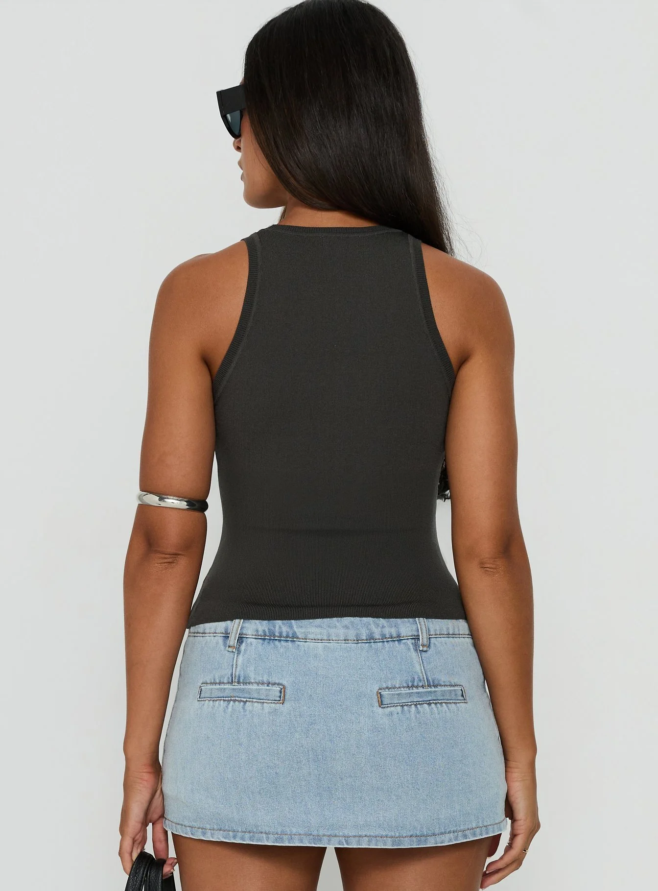 Solanah Knit Tank Top Charcoal