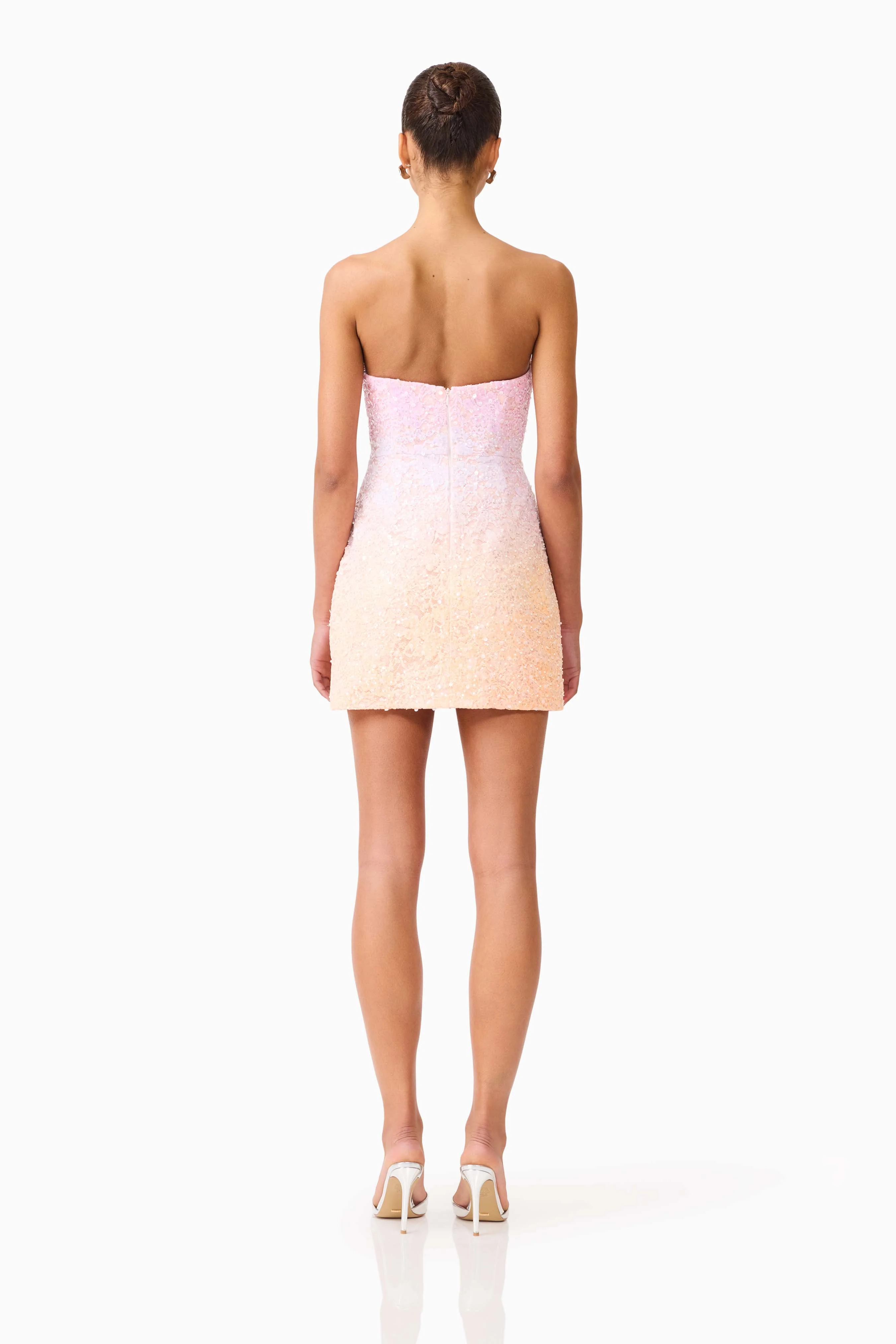 Lumira Sequin Lace Mini Dress in Pink Ombre