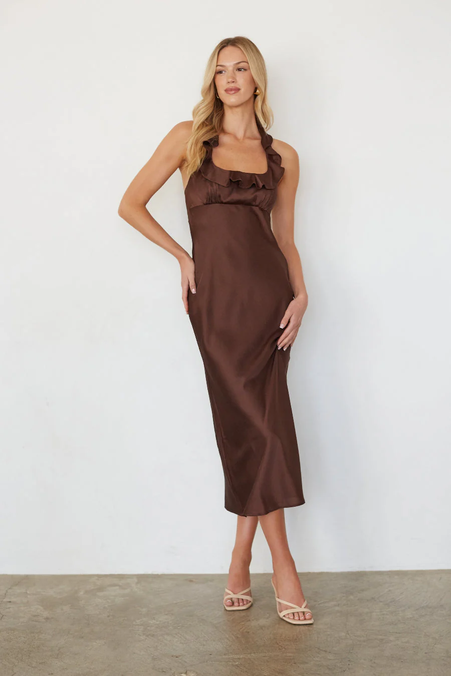Mika Ruffle Halter Midi Dress