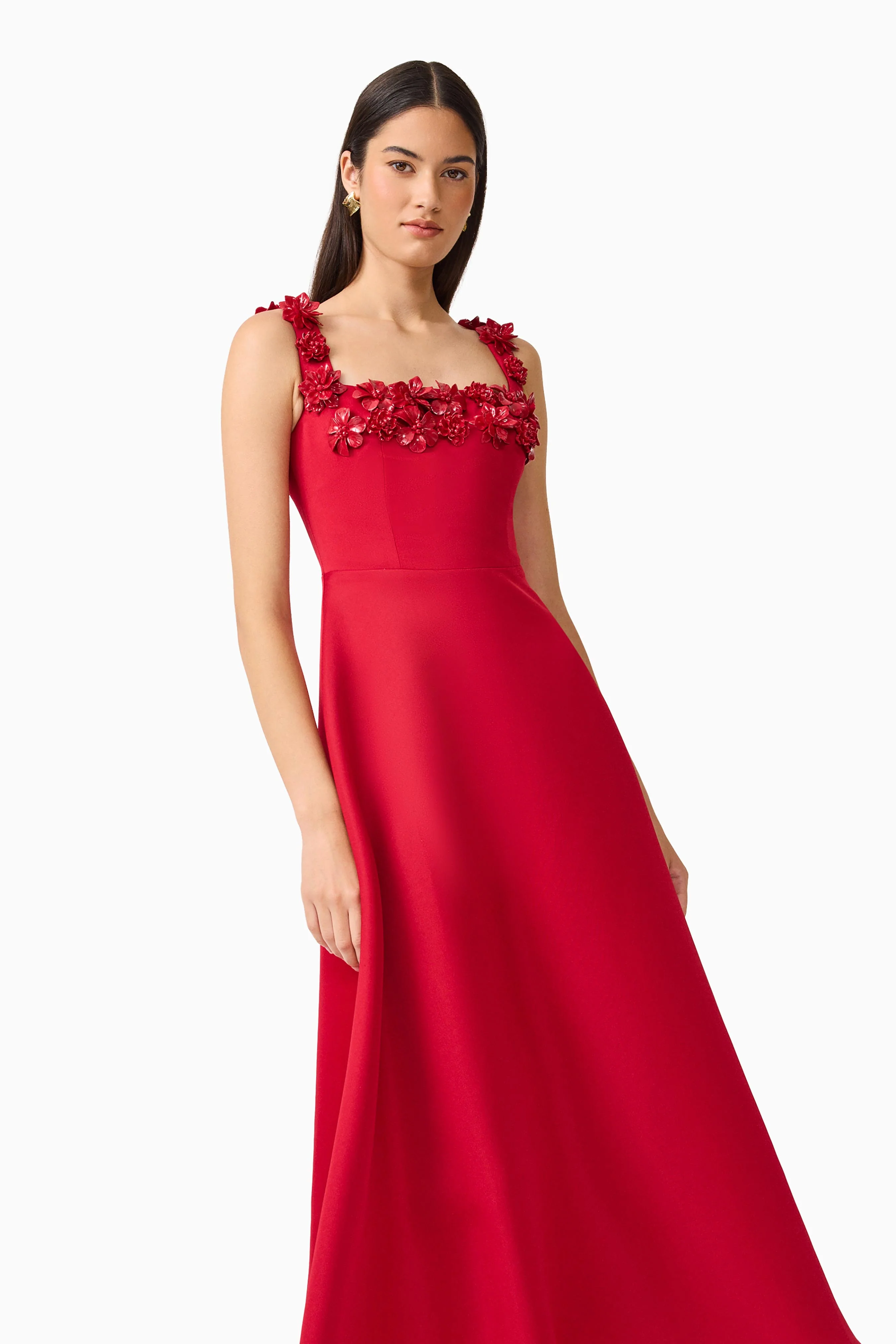 Lucetta Fit & Flare Midi Dress in Red