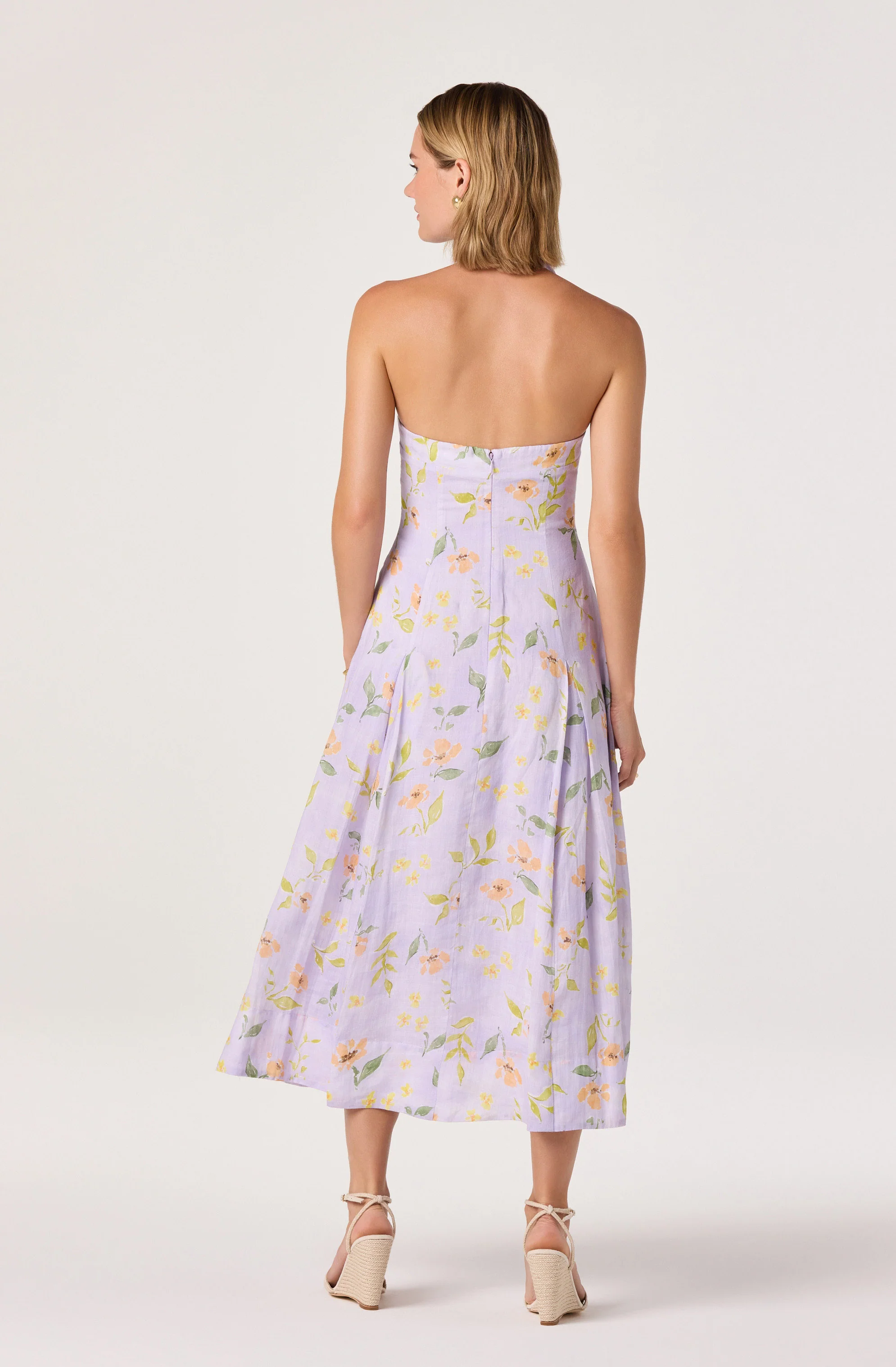 Jesenia Halter Floral Midi Dress