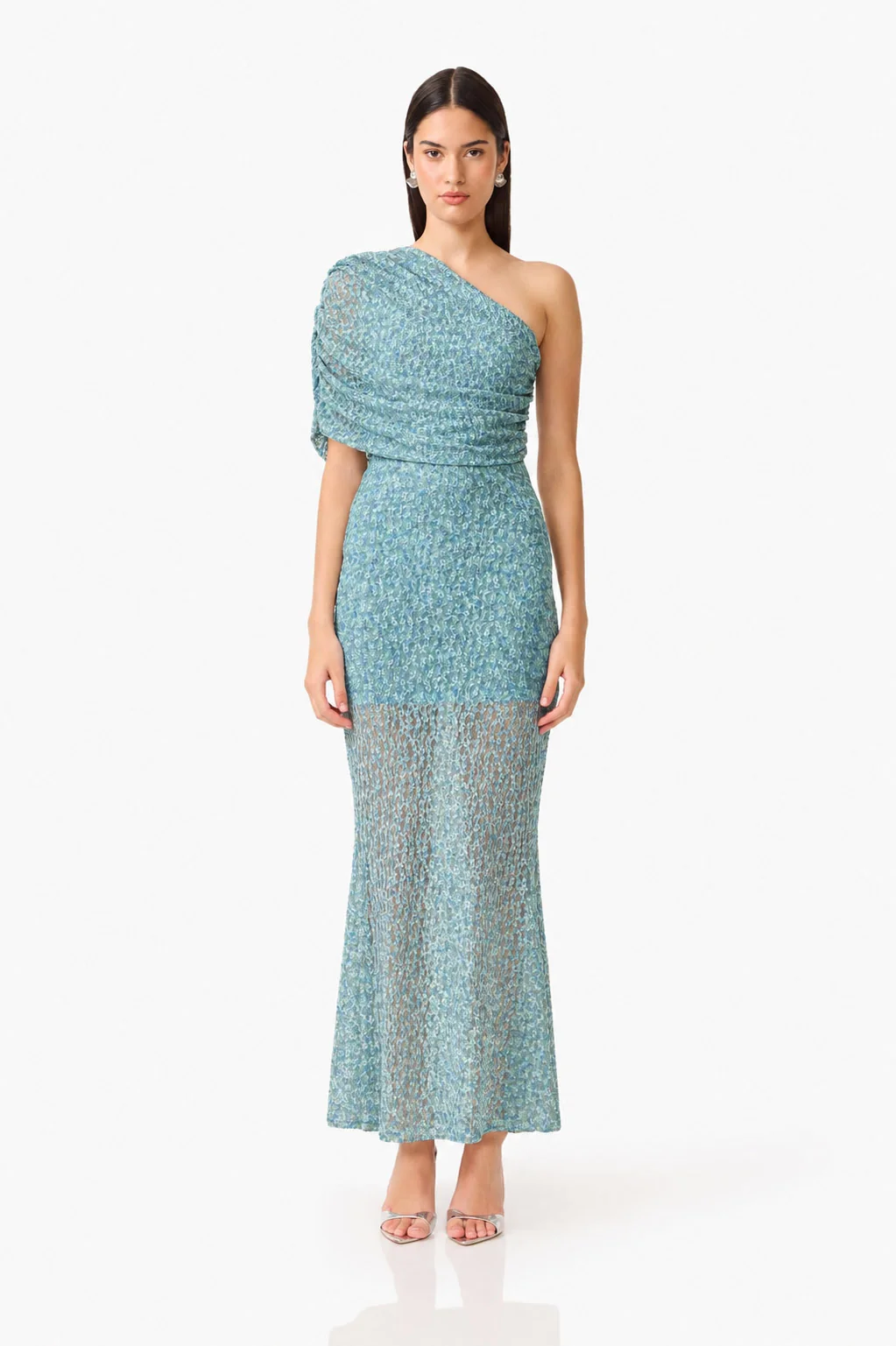 CURAAE Orel Asymmetric Maxi Dress in Blue