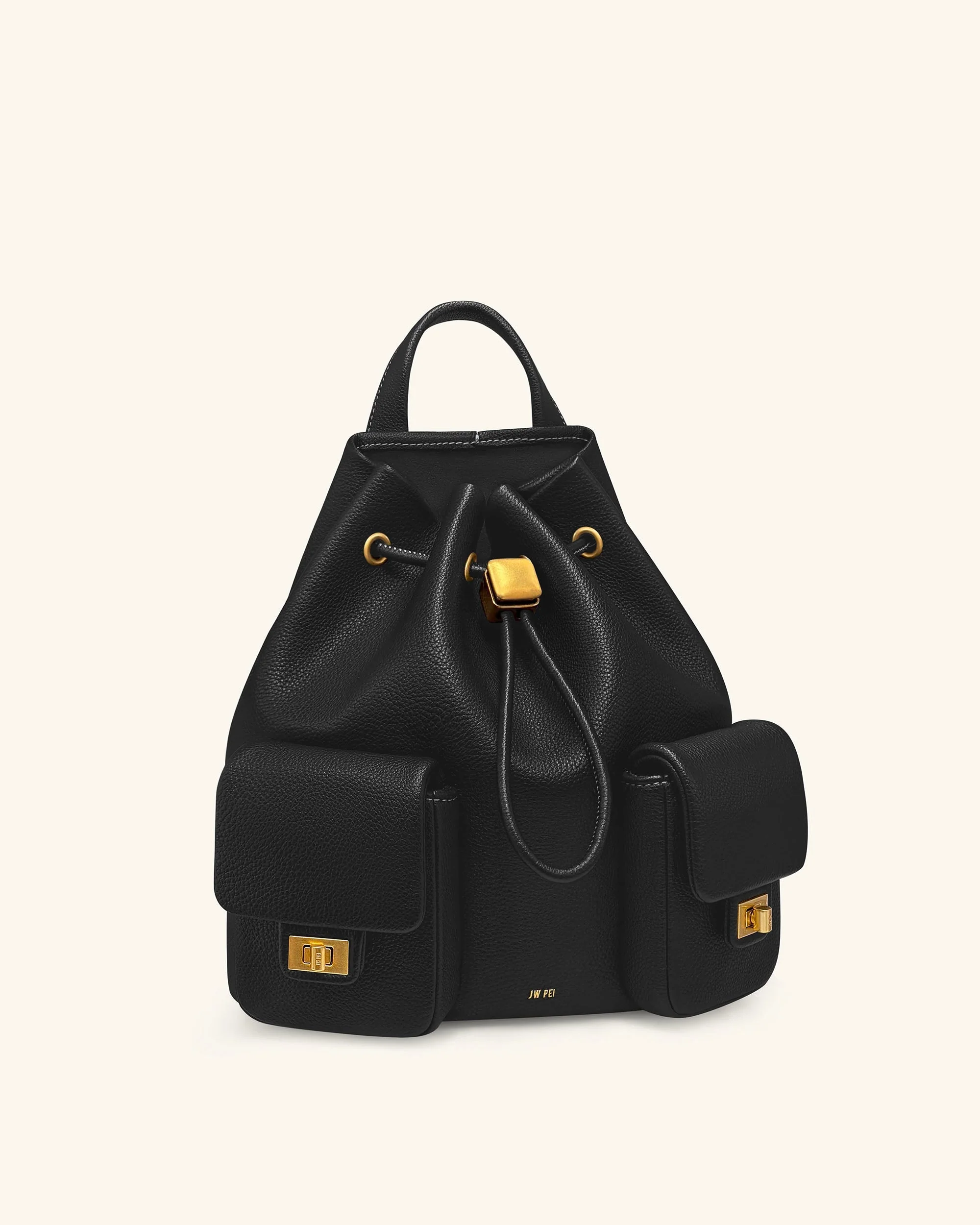 Avery Pebbled Drawstring Utility Backpack – Black