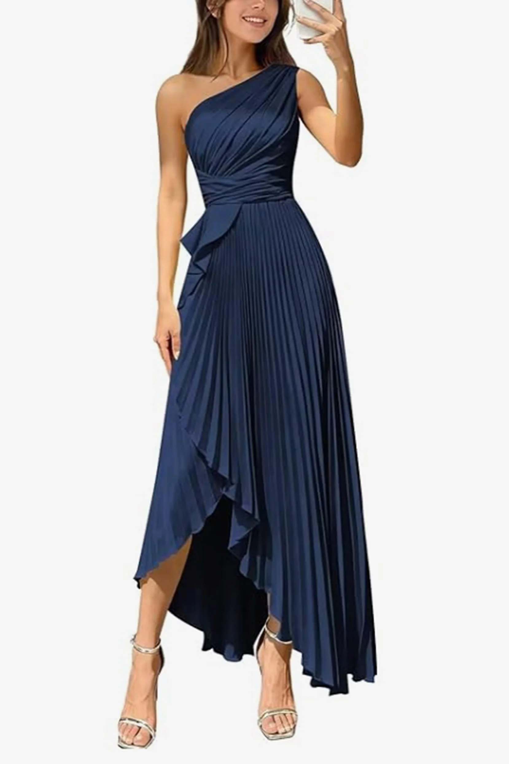 Asymmetrical Maxi Satin Dresses CS1076