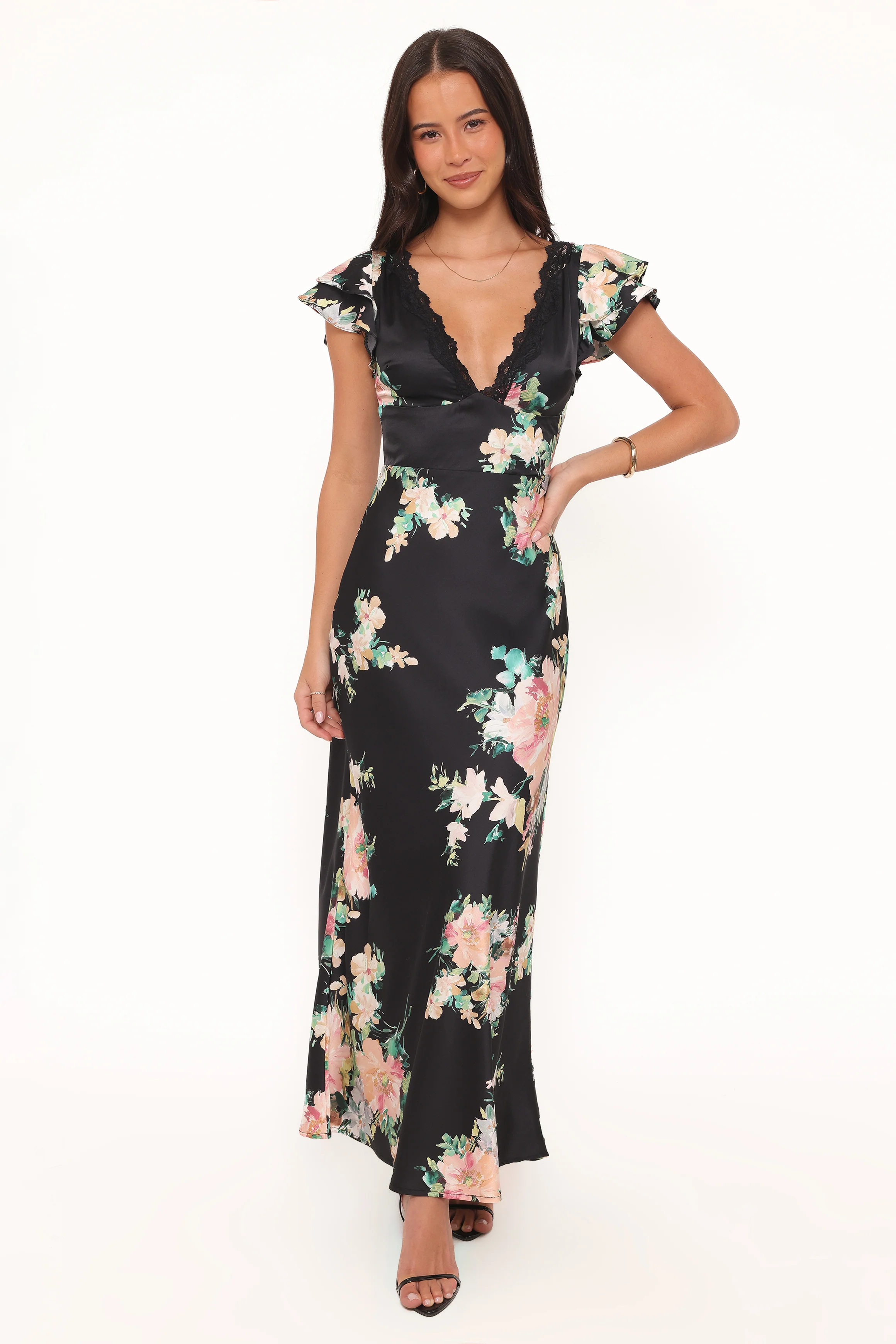 Arella Maxi Dress - Black Floral