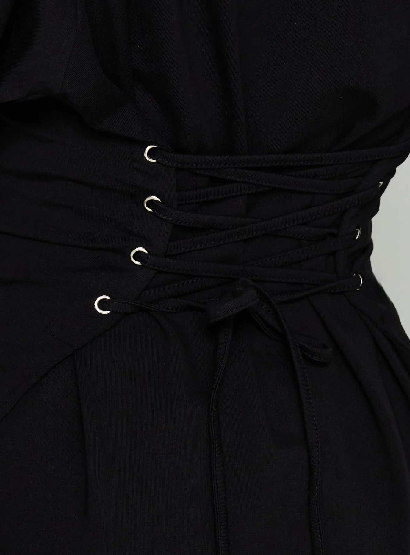 Enzia Raglan Lace Up Mini Dress Black