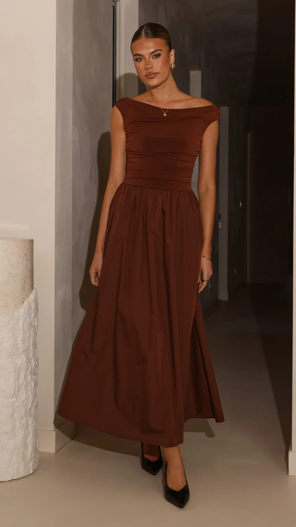 Immy Midi Dress - Brown