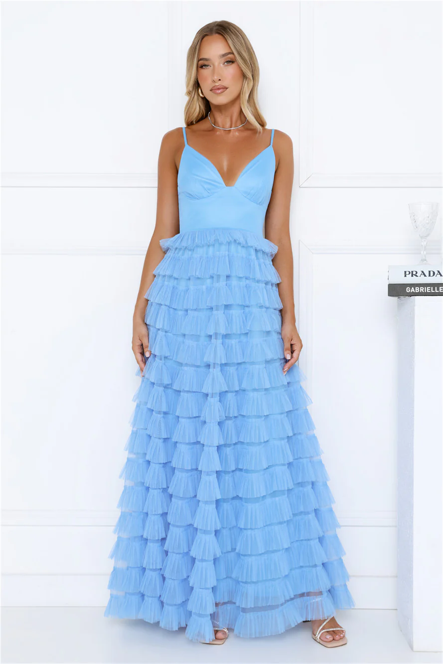 Outfit Highlight Tulle Maxi Dress Blue