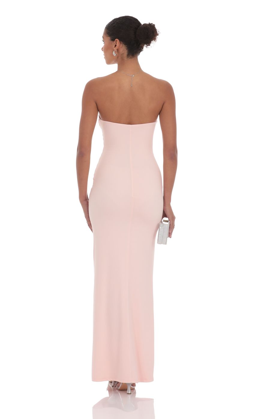 Silver Rose Cutout Maxi Dress in Pink