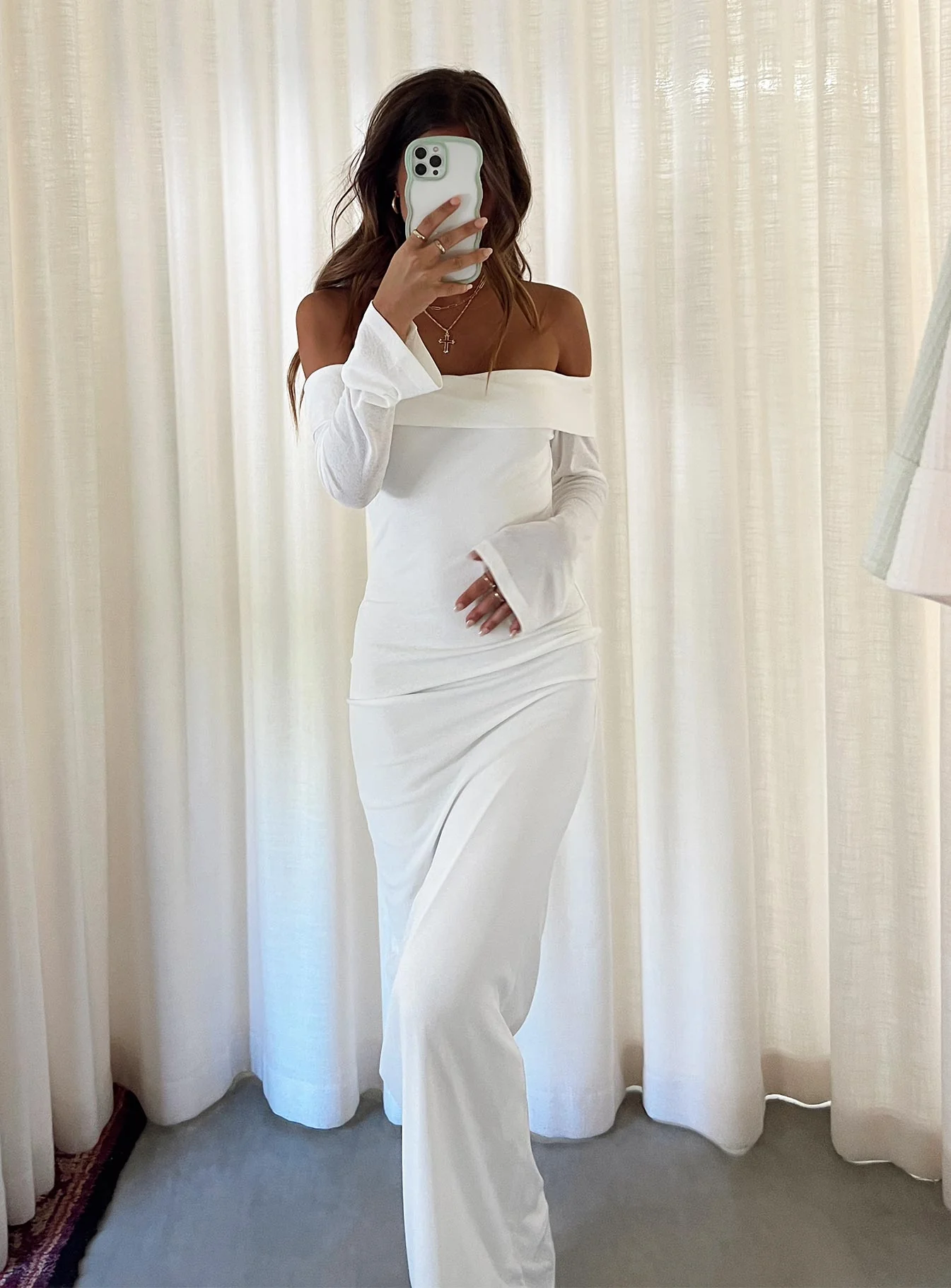 Maida Long Sleeve Maxi Dress White