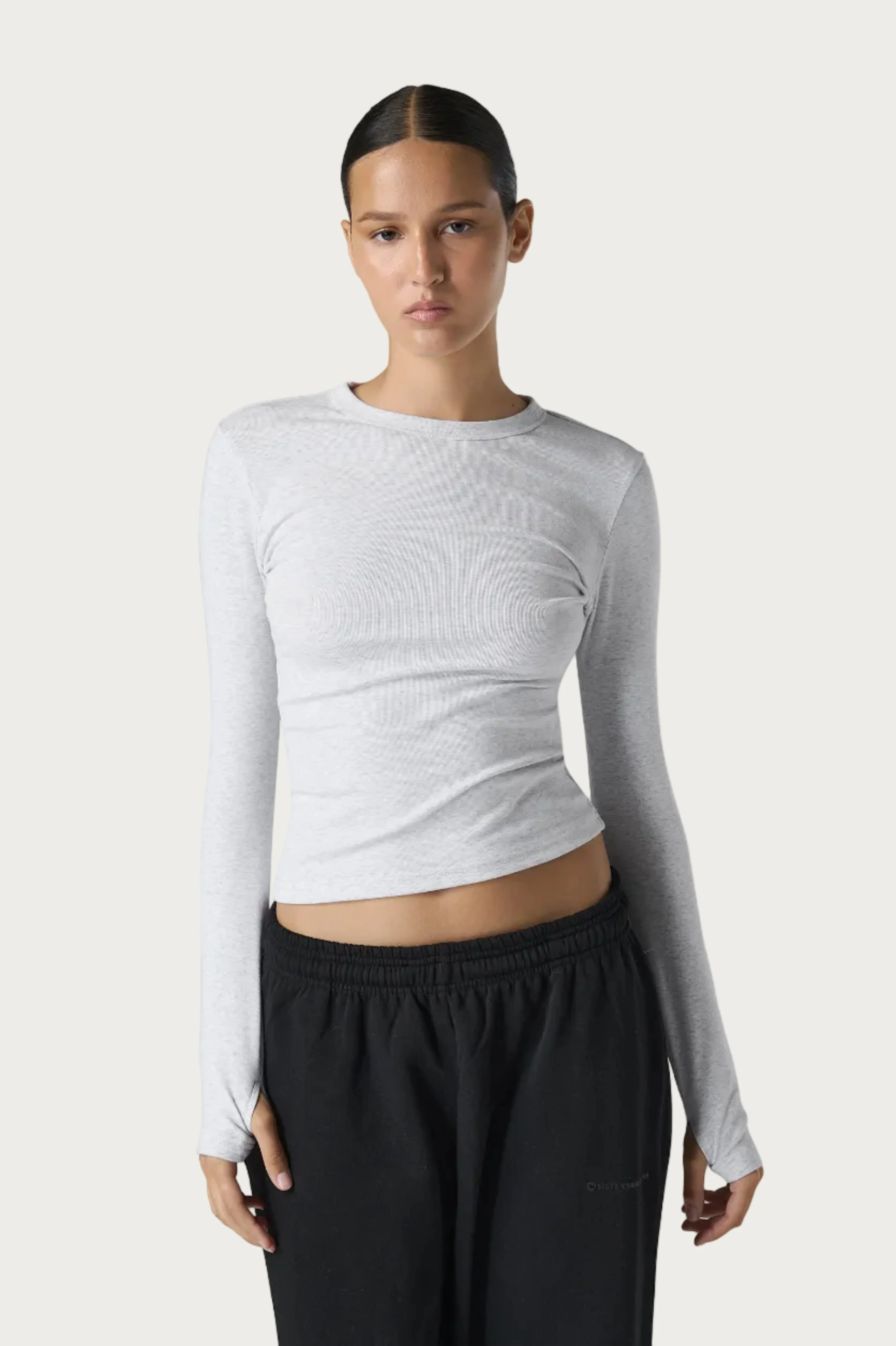 Peep Long Sleeve Top in Passive Grey