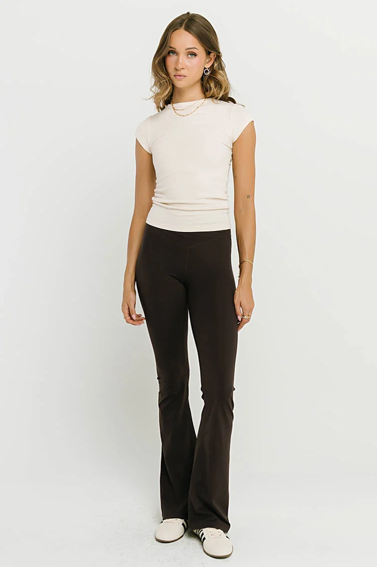 Bella Crossover Flare Leggings in Brown
