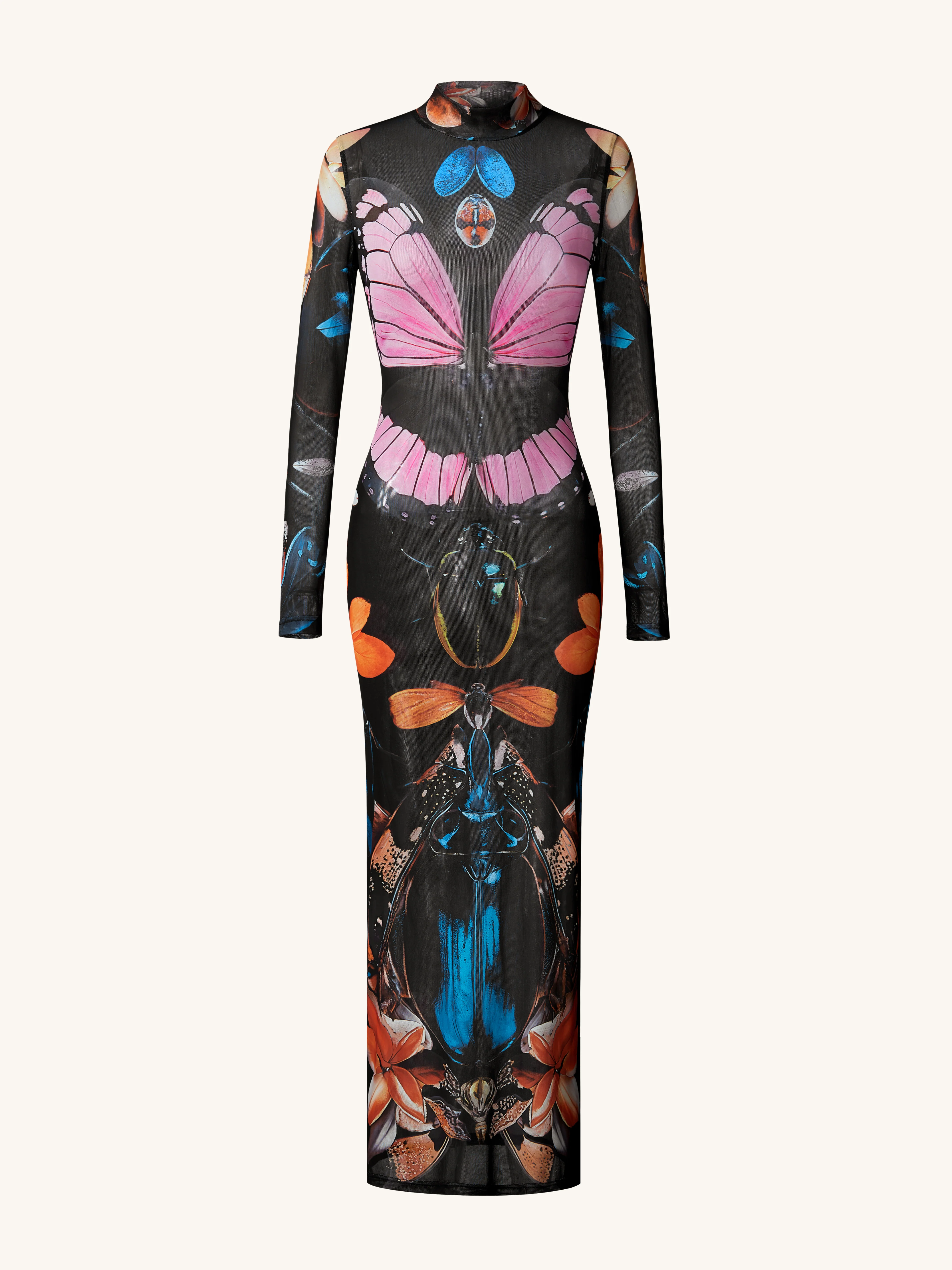 Sheer Butterfly and Beetle Gown - Multicolor - FASHION NOB