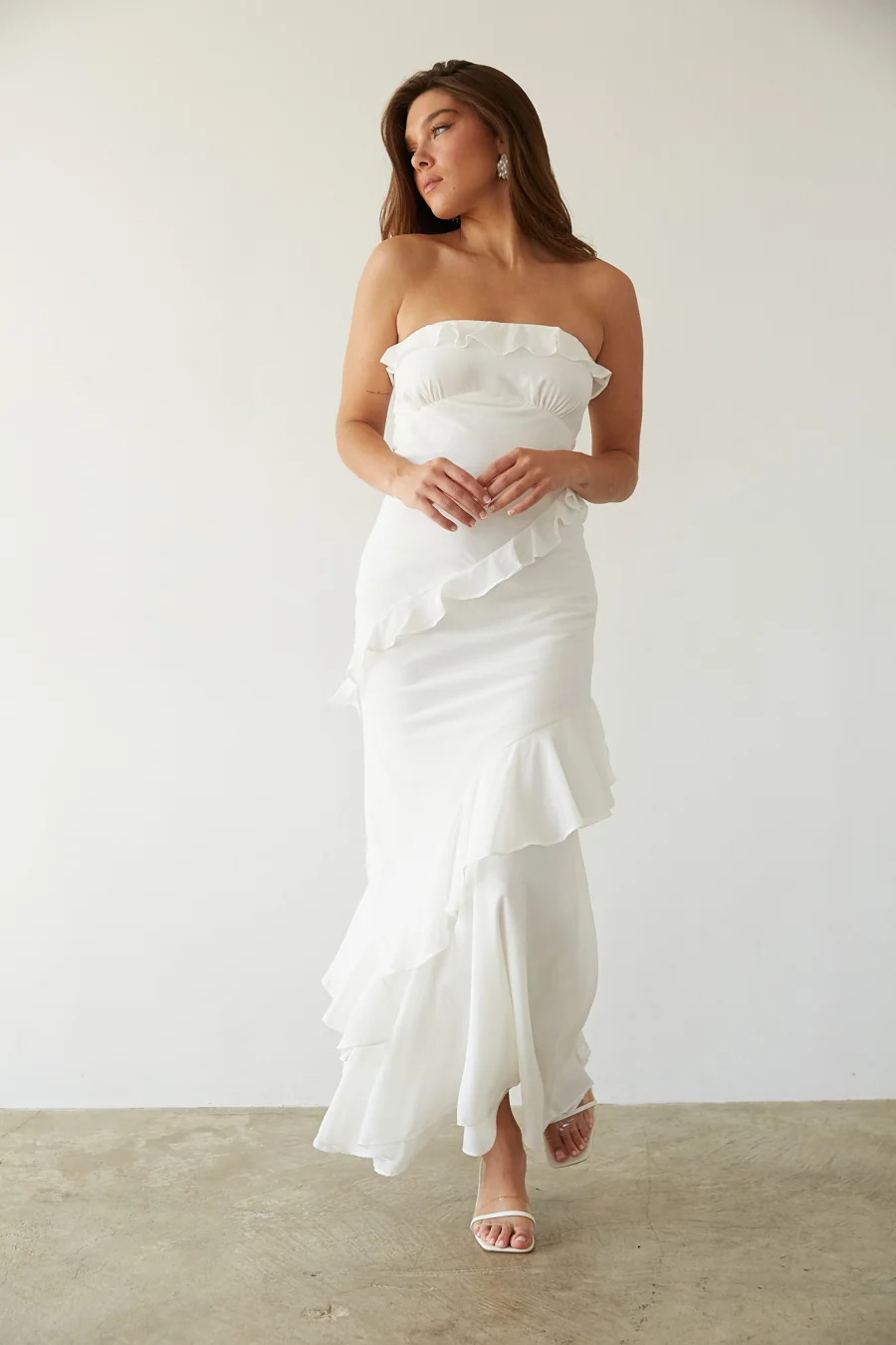Jana Ruffle Open Back Maxi Dress