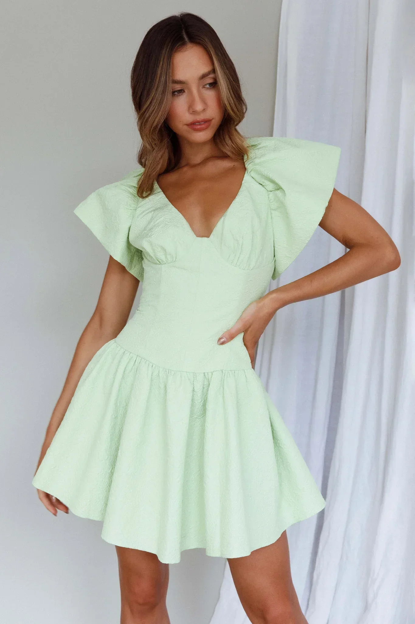 Self Love Flounce Hem Dress Lime - luluinthesky