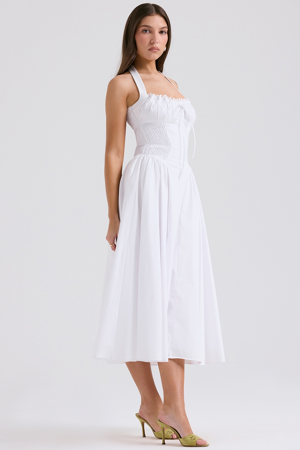 White Cotton Halter Sundress