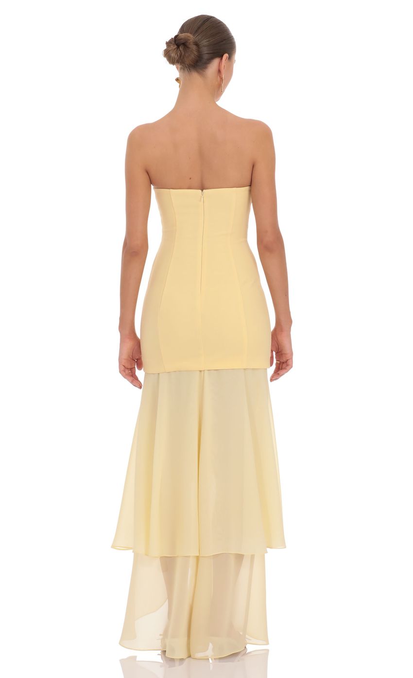 Strapless Layered Maxi Dress in Yellow