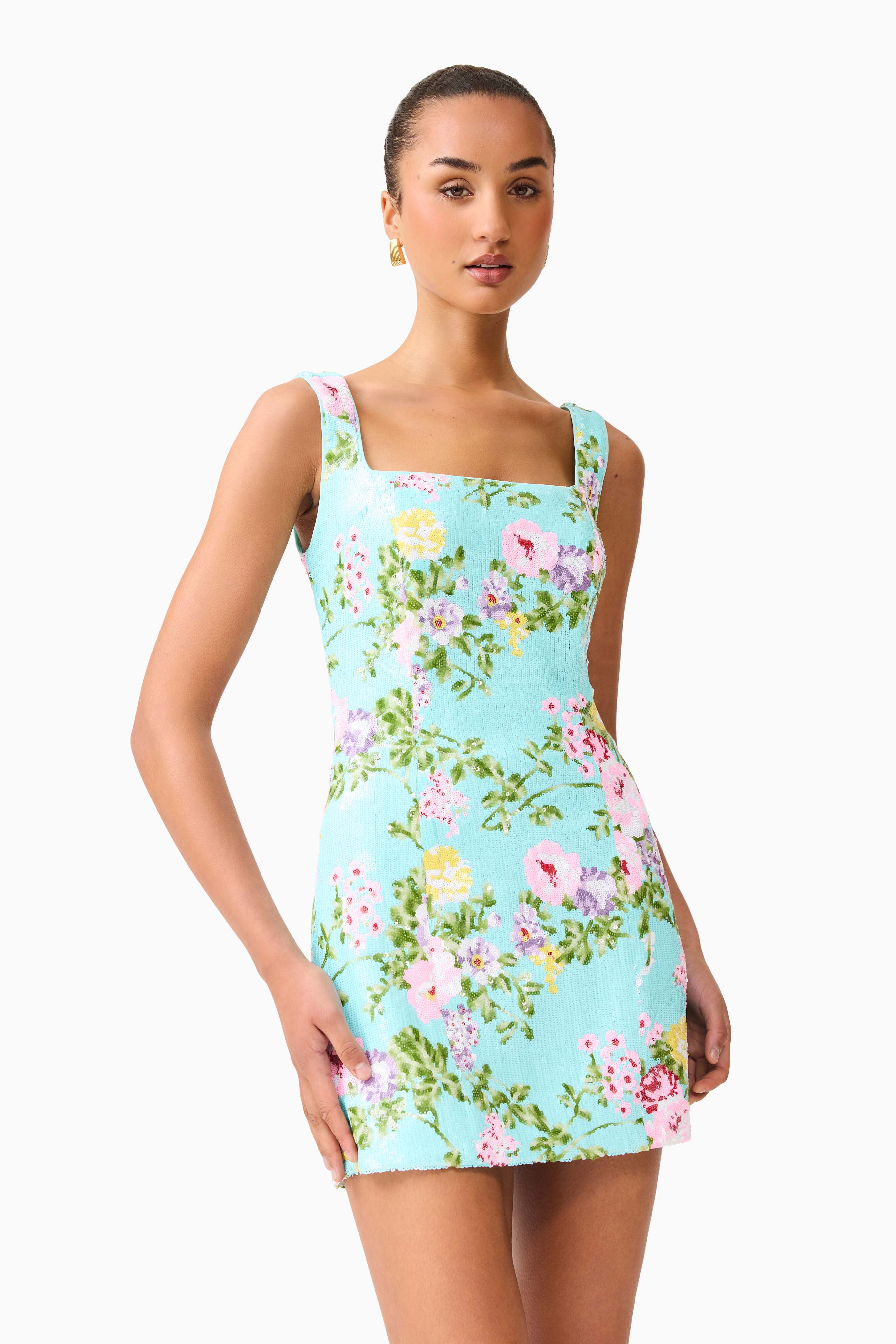 Emmeline Sequin Mini Dress in Mint Green