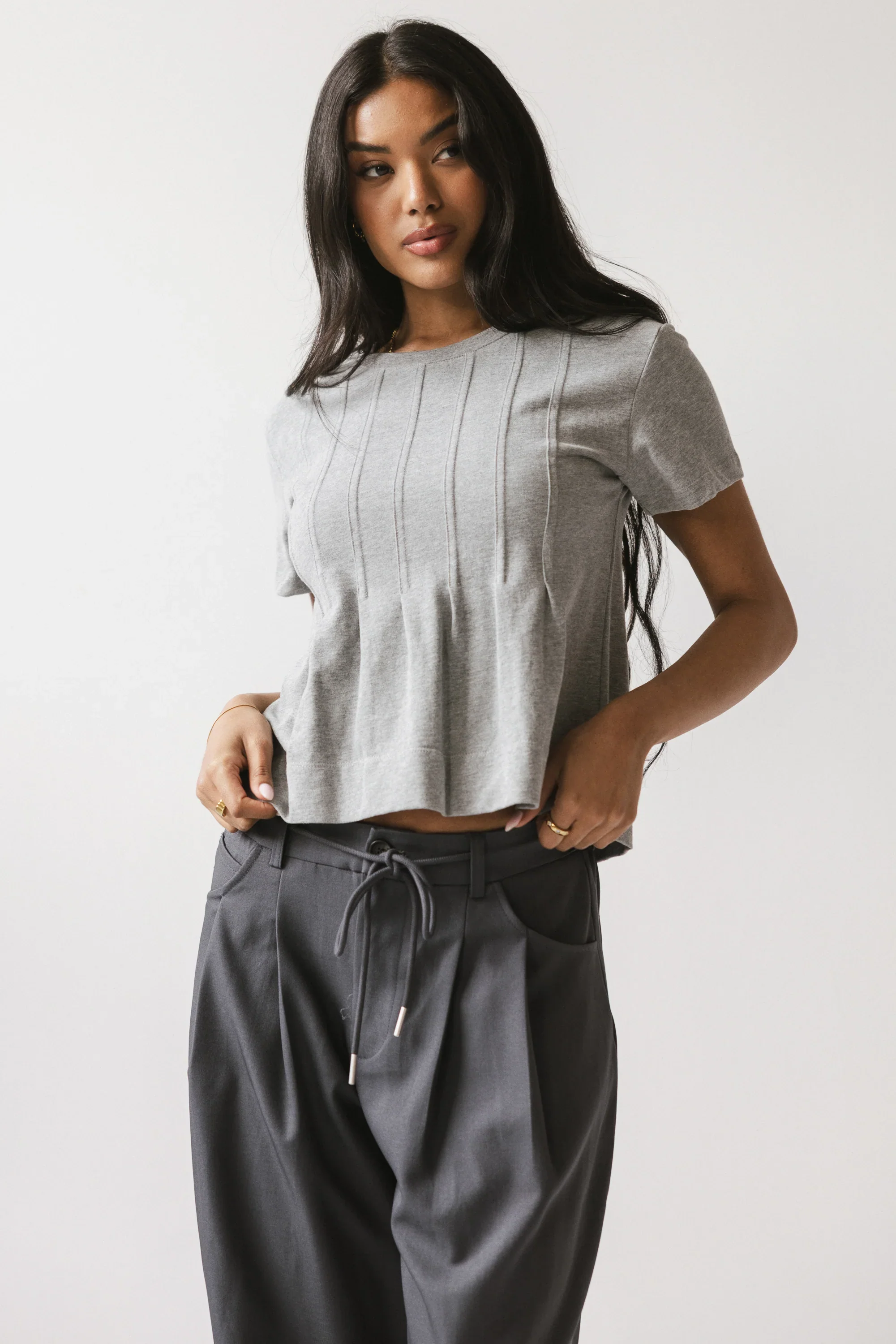 Cattelain Pleated Top in Grey