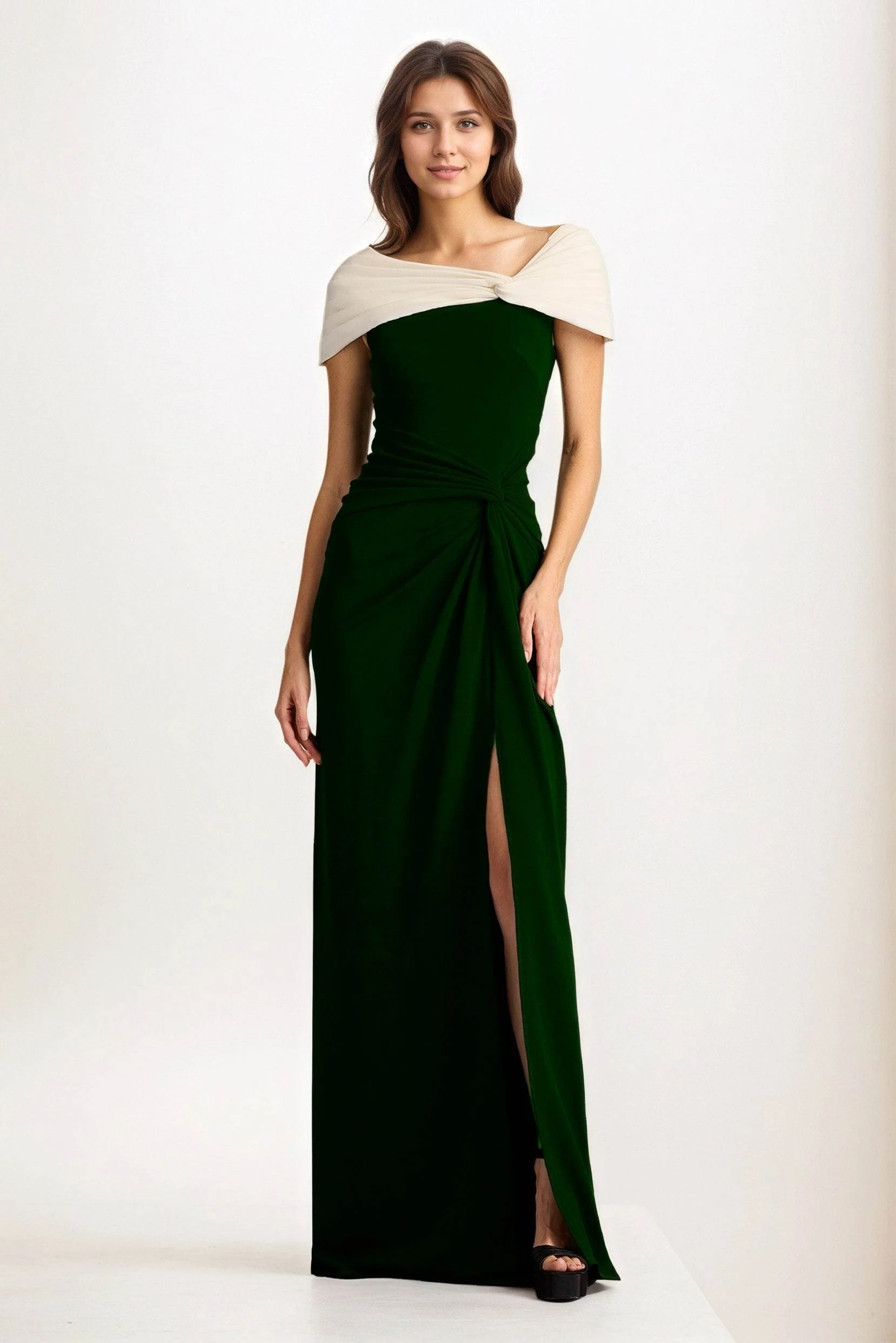 Sheath-Column Maxi Chiffon Wedding Guest Dress CG0279