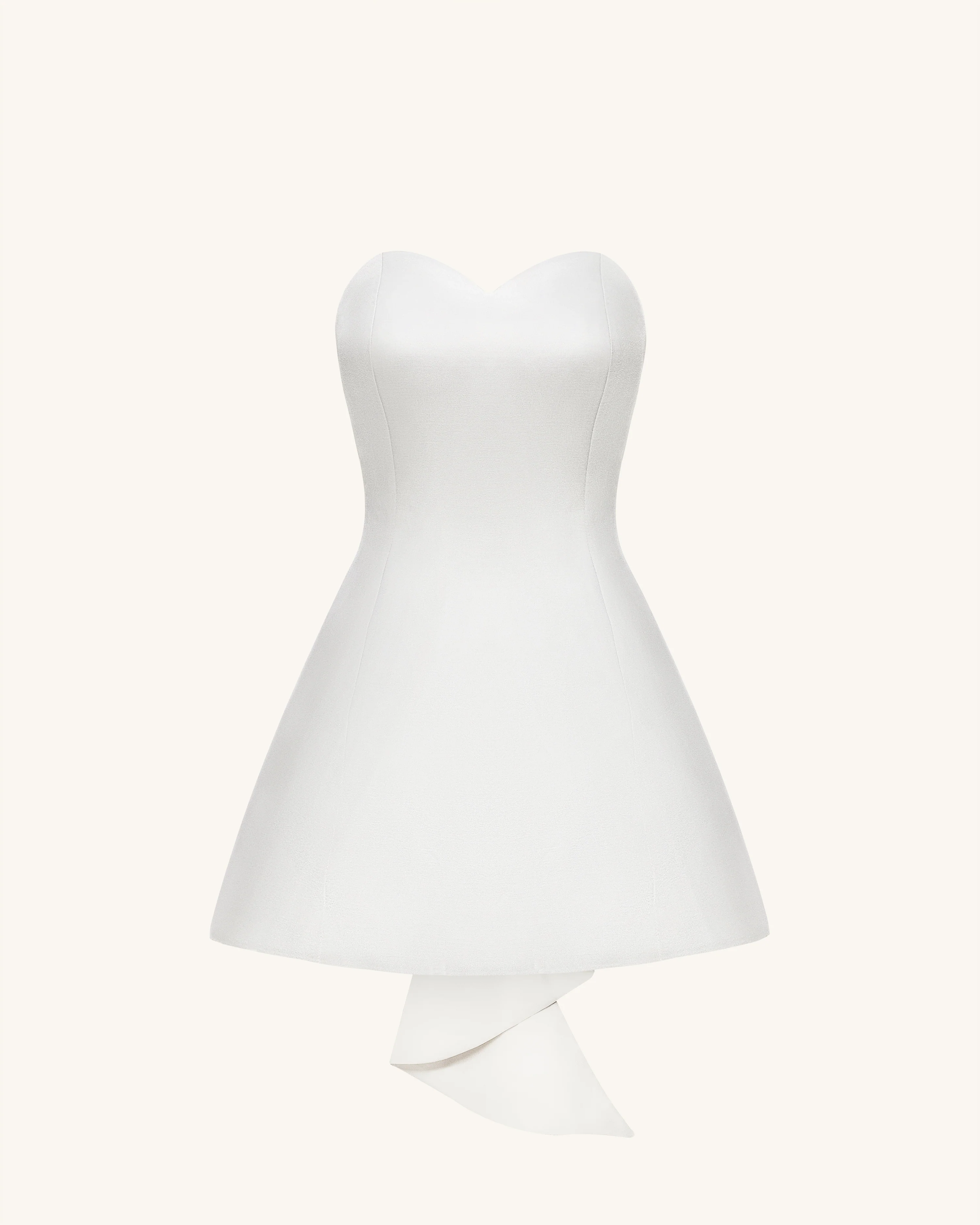 Satin Strapless Bow-Back Mini Dress - White - luluinthesky